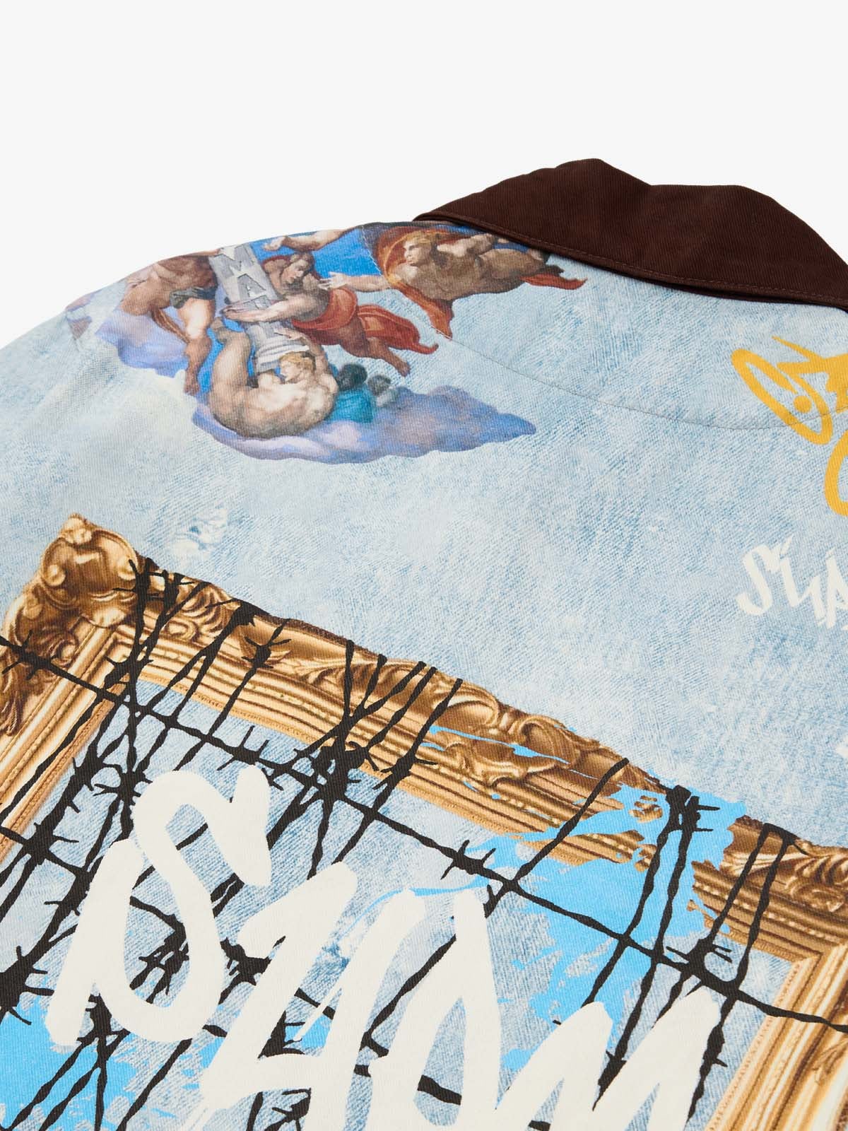 Artistic Patches Graphic Distressed Denim Jacket - Image 11