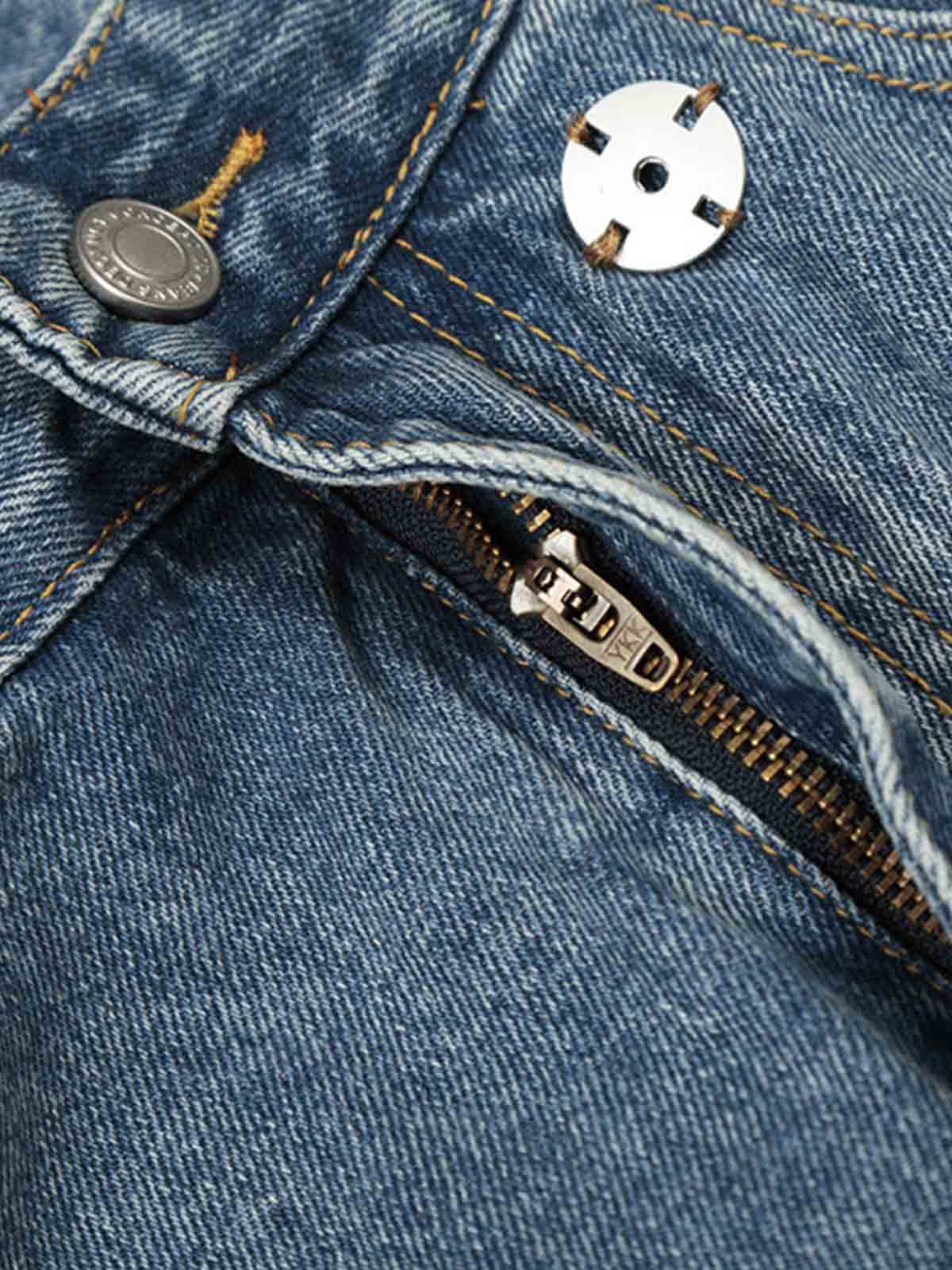 Asymmetric Layered Waist Wide Leg Denim Jeans - Image 6