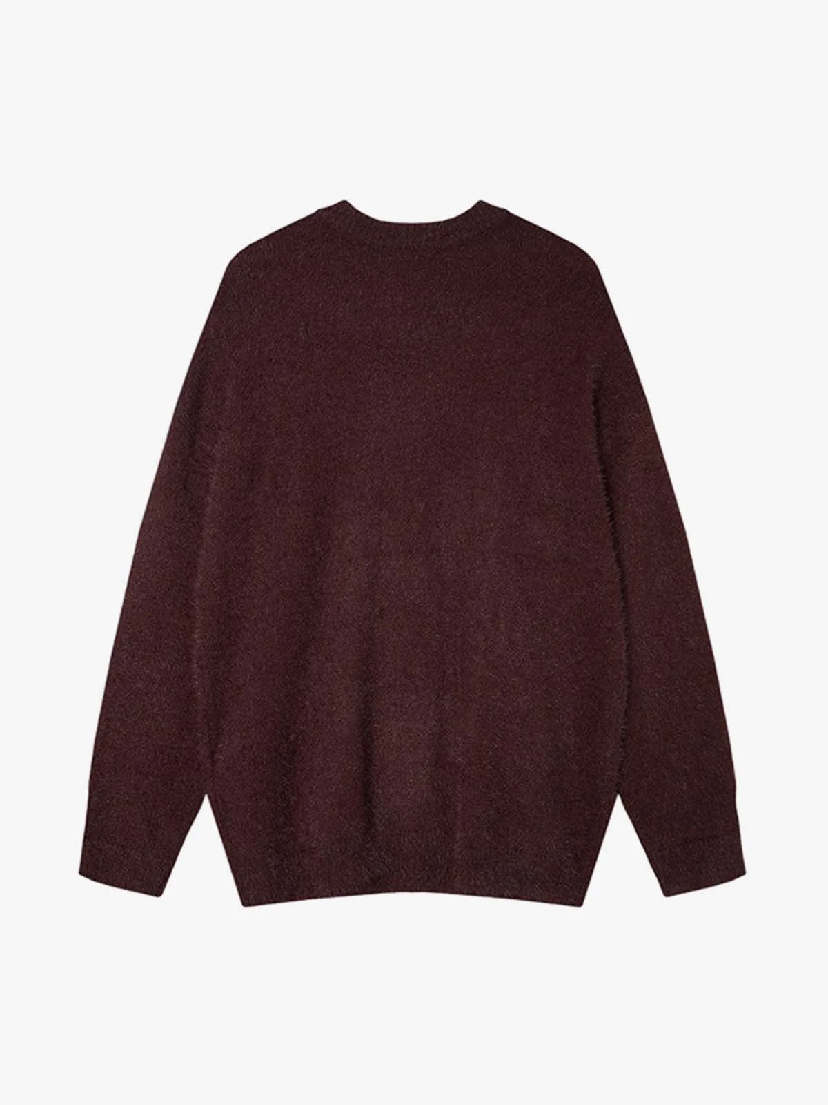 Burning Letter Jacquard Fuzzy Mohair Knit Sweater - Image 3