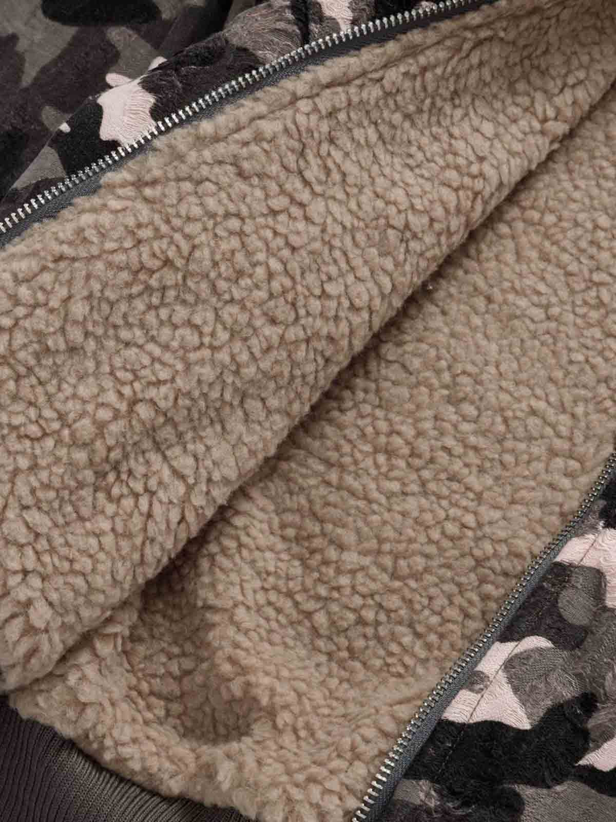 Camo Sherpa-Lined Detachable-Collar Fleece Hooded Jacket - Image 12