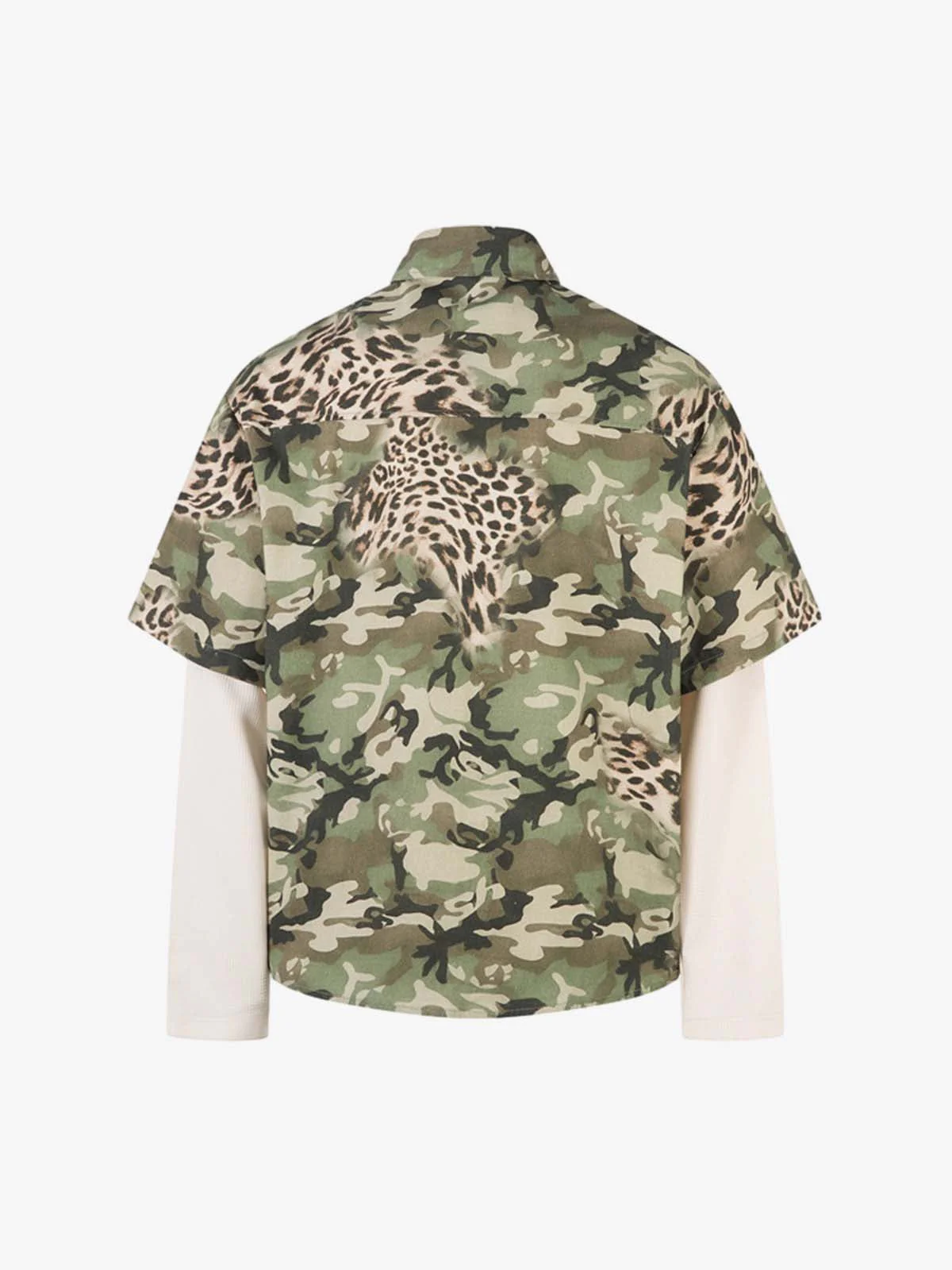 Camouflage Leopard Patchwork Layered Shirt - Image 2