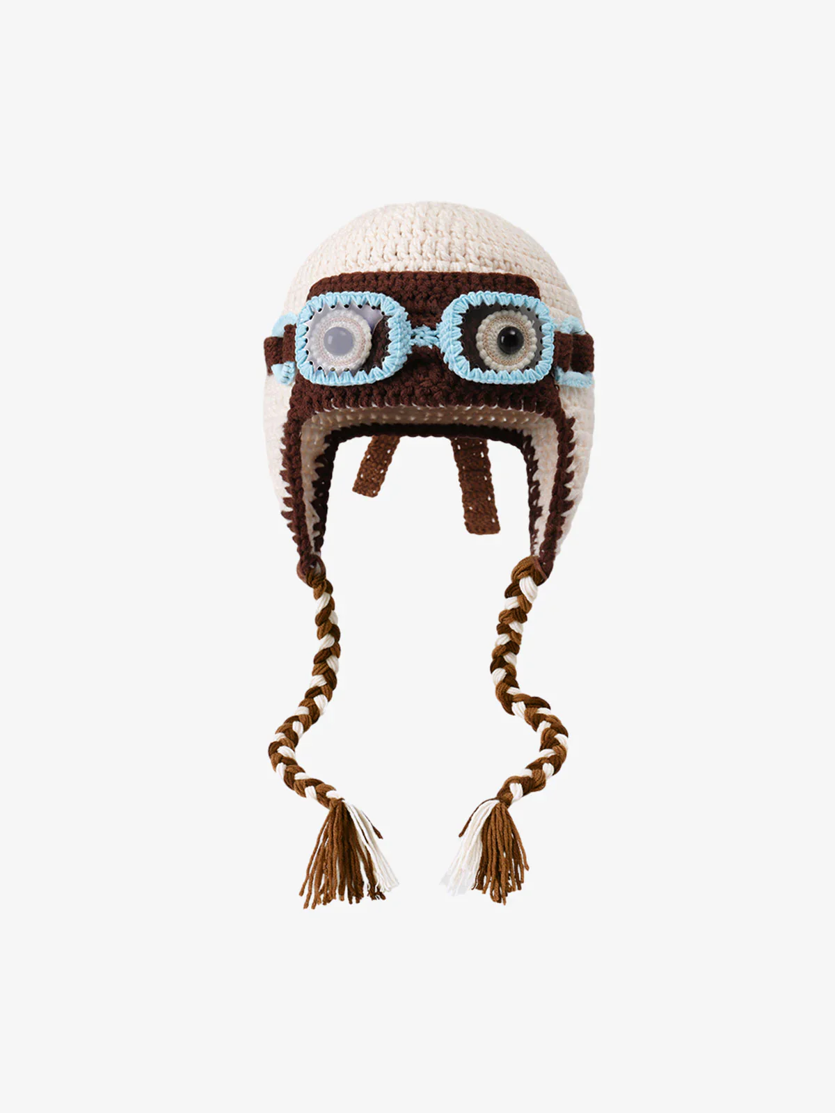 Colorblock Crochet Goggles Trapper Hat - Image 3