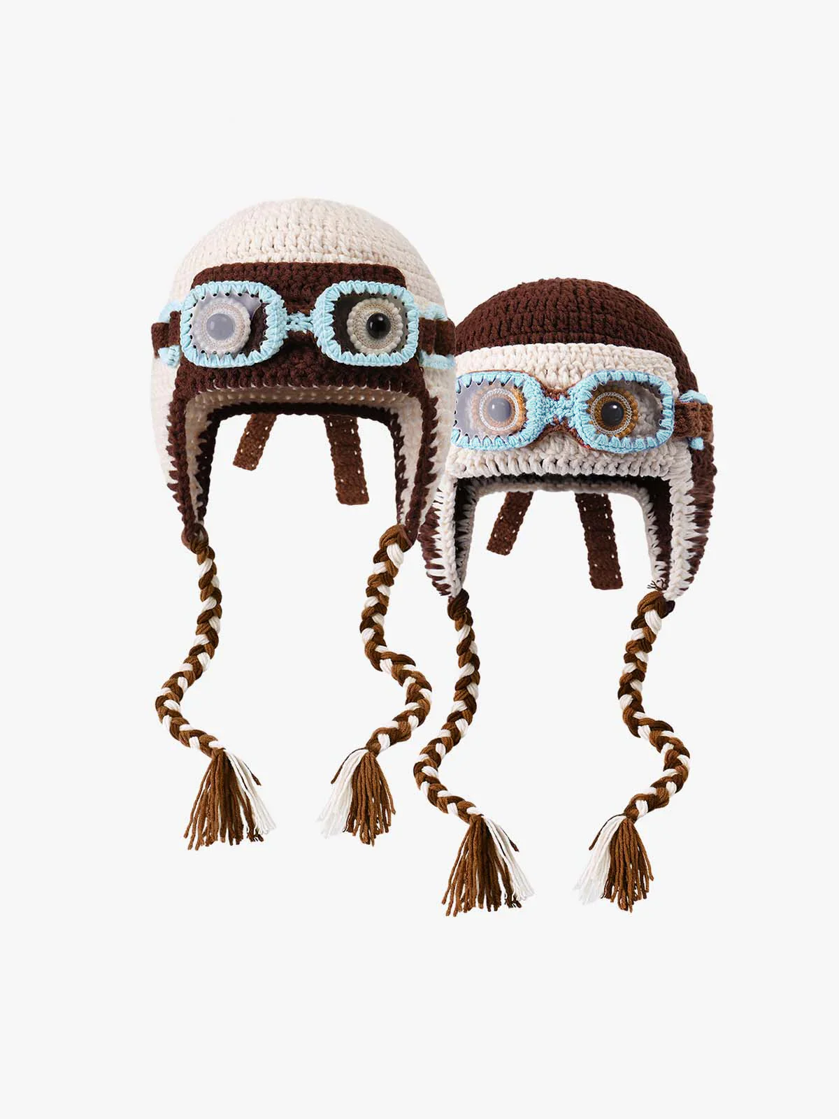Colorblock Crochet Goggles Trapper Hat - Image 8