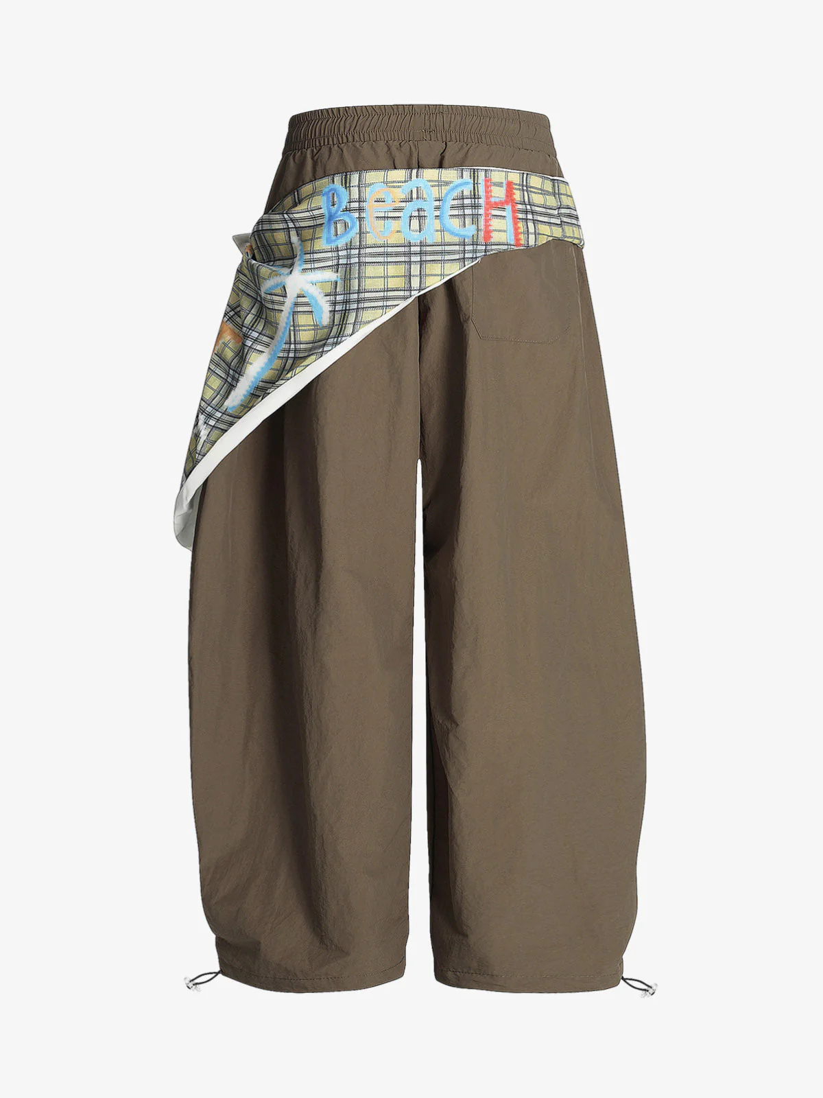 Contrast Graffiti Plaid Decorative Patchwork Loose Casual Pant - Image 7
