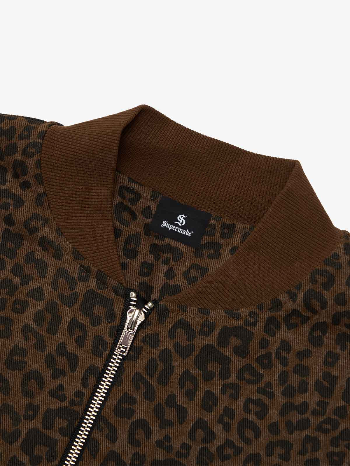 Cross Frame Leopard Print Baseball Jacket - Image 17