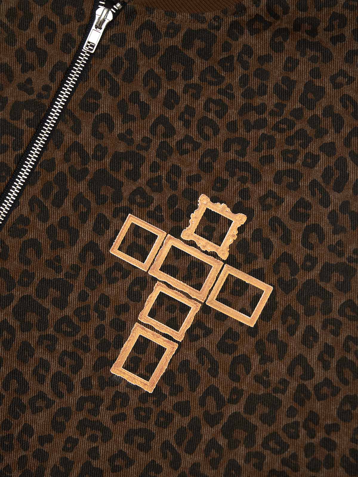Cross Frame Leopard Print Baseball Jacket - Image 18