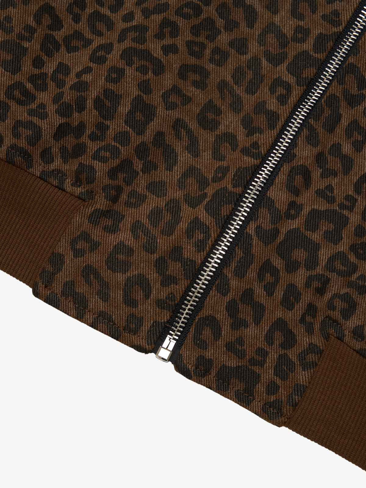 Cross Frame Leopard Print Baseball Jacket - Image 19