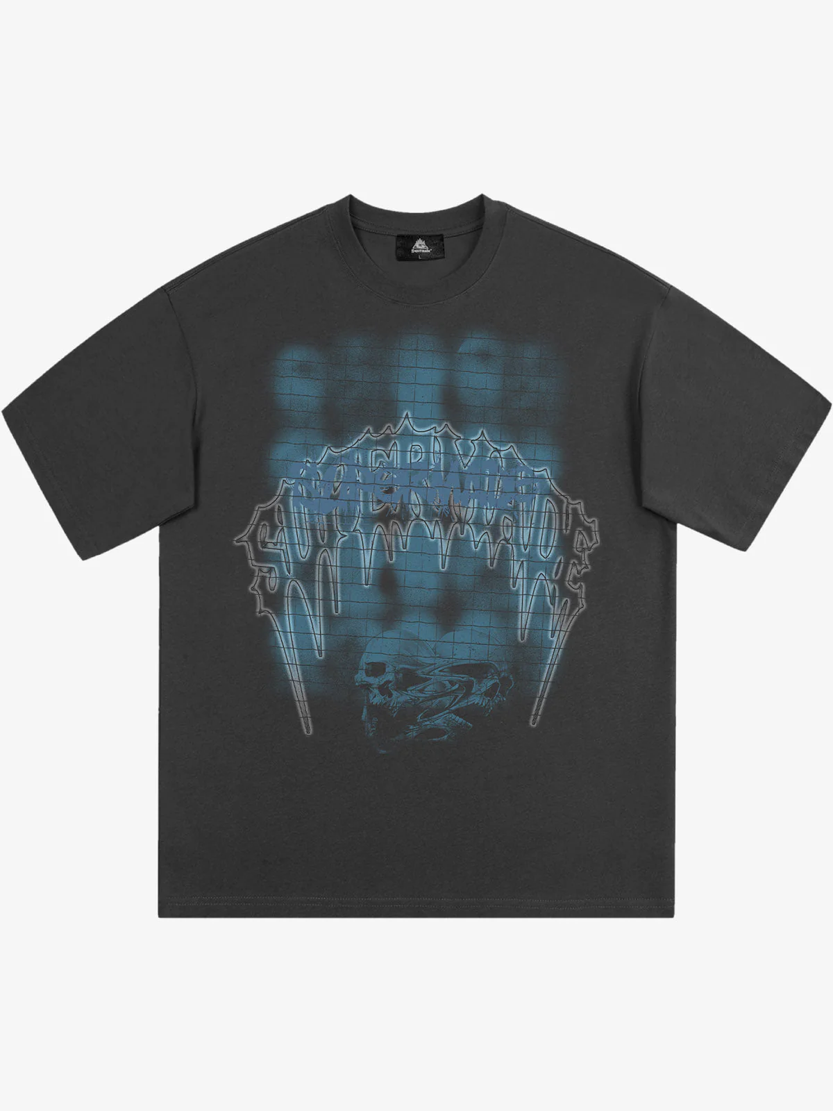 Dark Grid Skull Graphic T-Shirt - Image 2