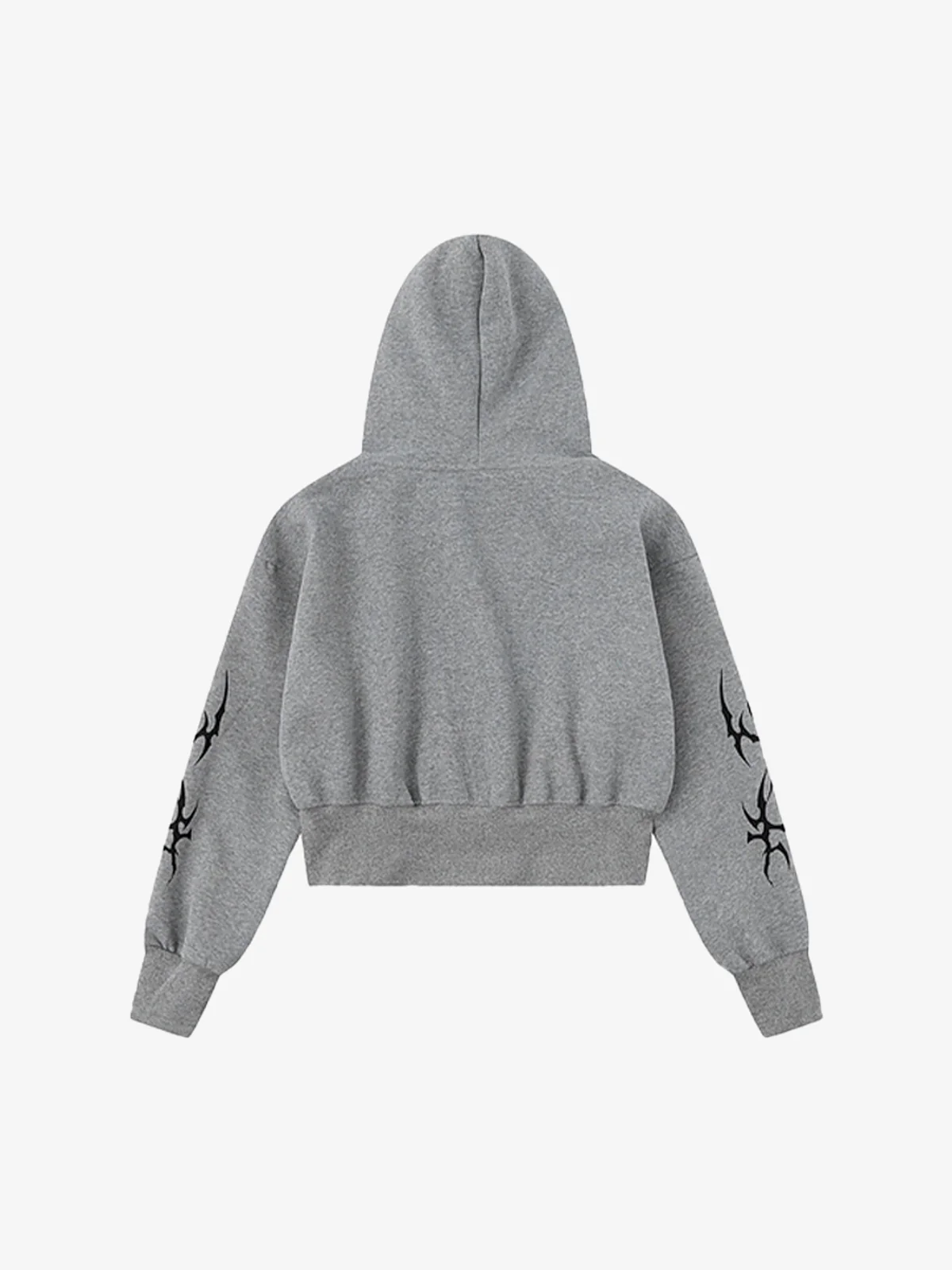 Dark Print Cardigan Cropped Hoodie - Image 10