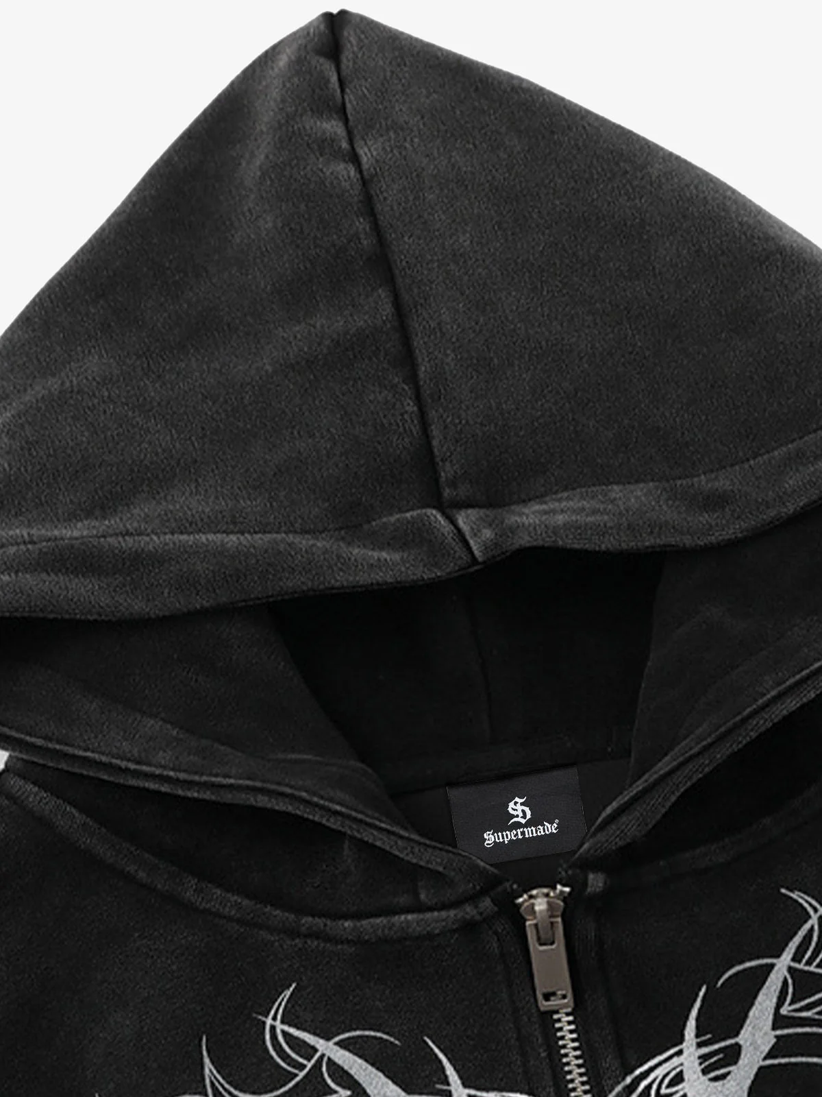 Dark Print Cardigan Cropped Hoodie - Image 11