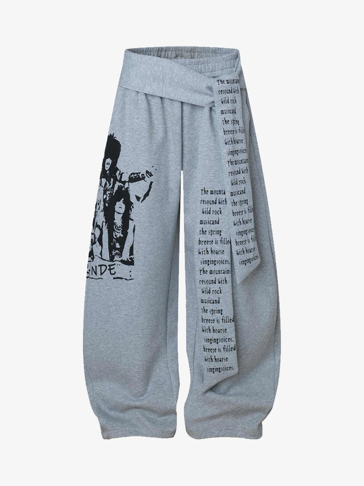 Dark Street Character Print Waist Strap Detail Barrel Pants - Image 6