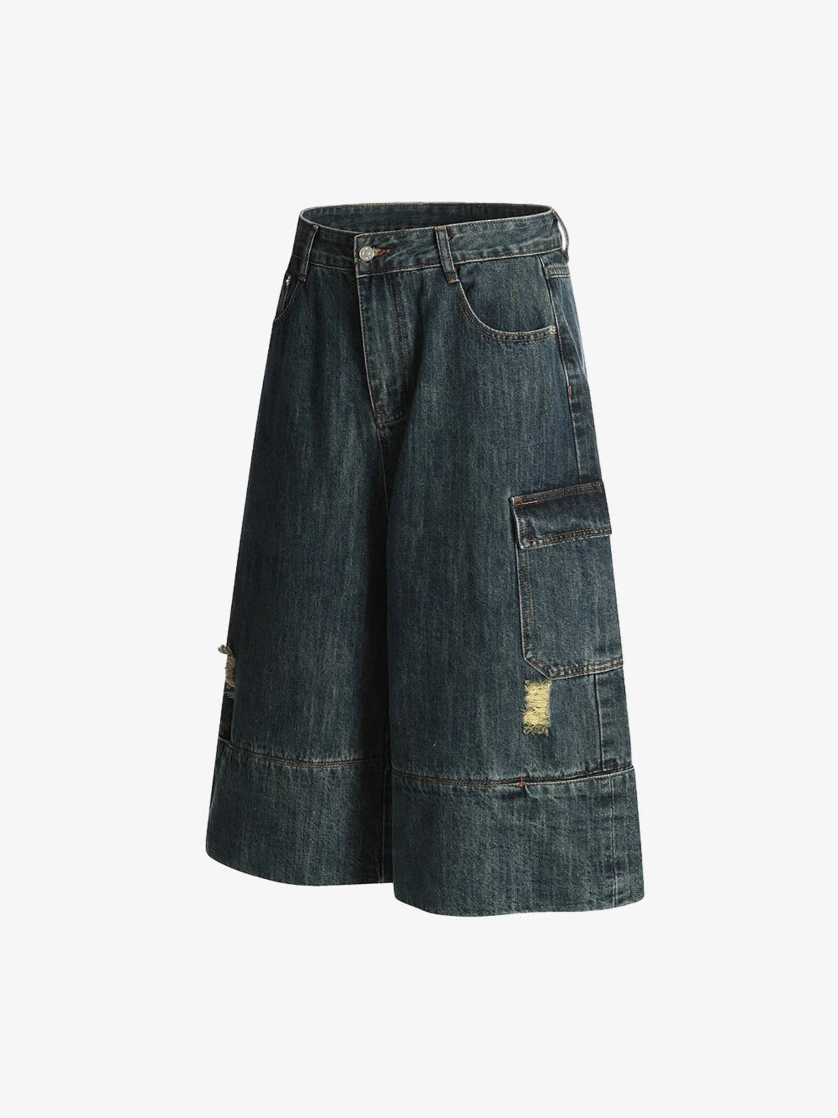Deconstructed Multi-Pocket Cargo Denim Jorts - Image 2
