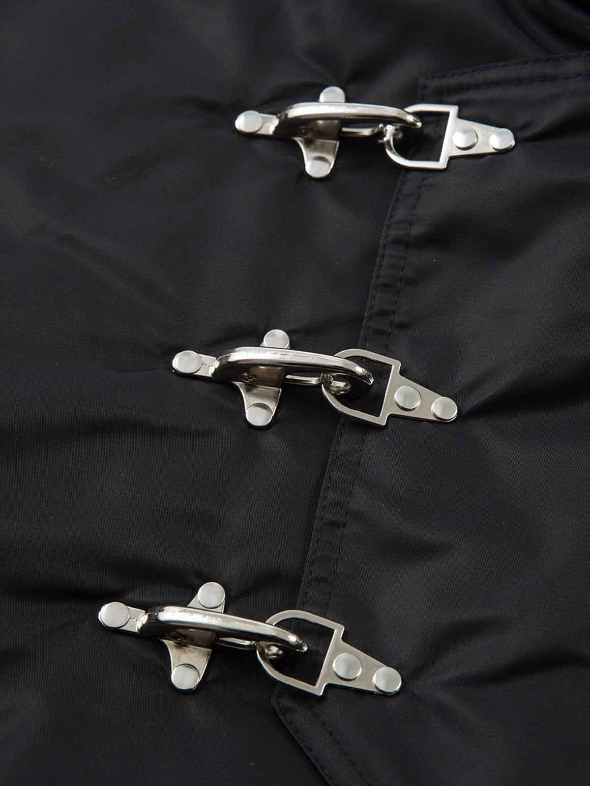 Detachable Faux Fur Collar Ruched Sleeve Bomber Jacket - Image 13