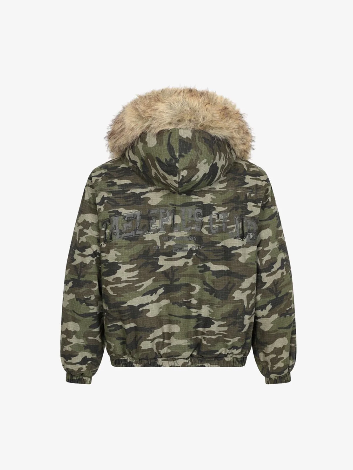 Detachable Fur Collar Forest Camo Padded Jacket - Image 6