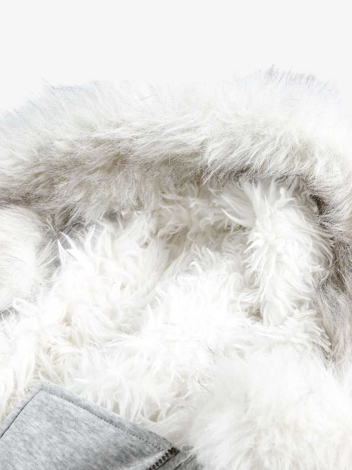 Detachable Fur Hooded Off-Shoulder Cropped Jacket - Image 11