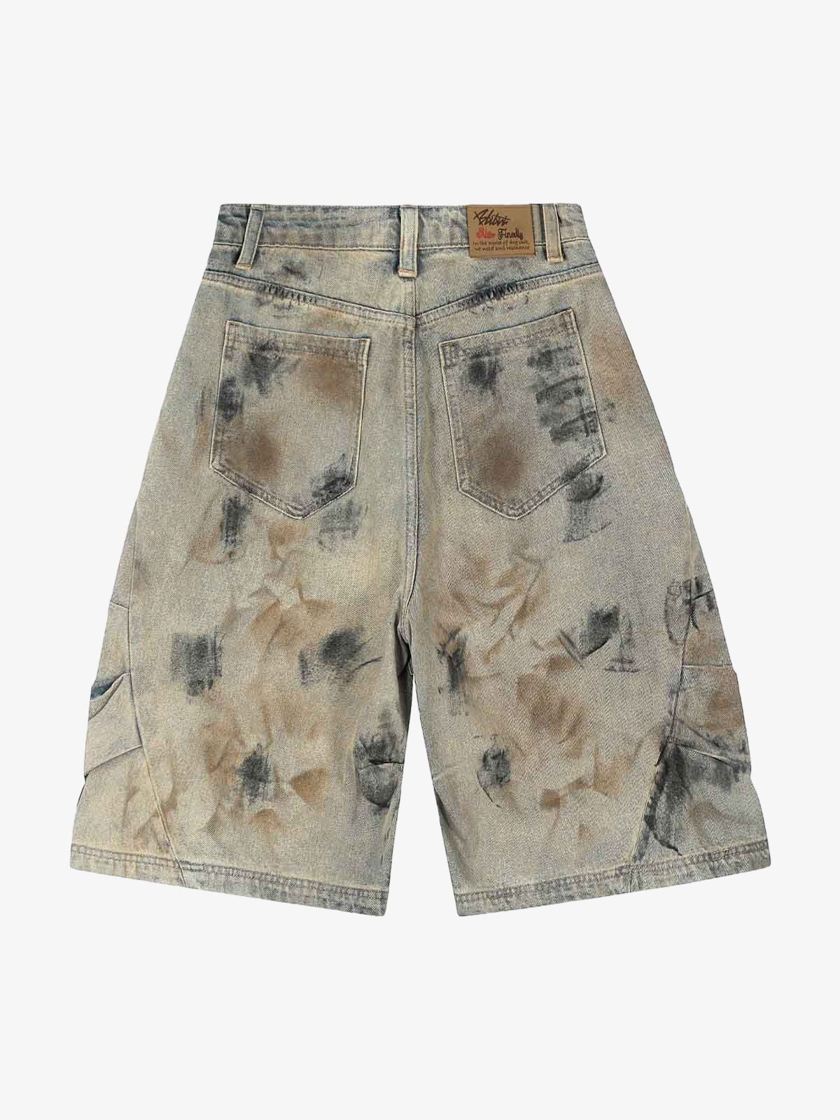 Distressed Tie-Dye Denim Shorts - Image 2