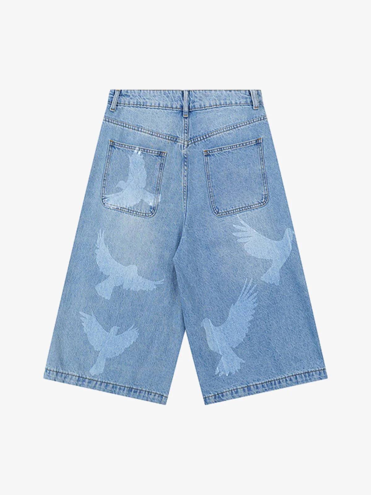 Distressed Dove-Print Denim Jort - Image 8