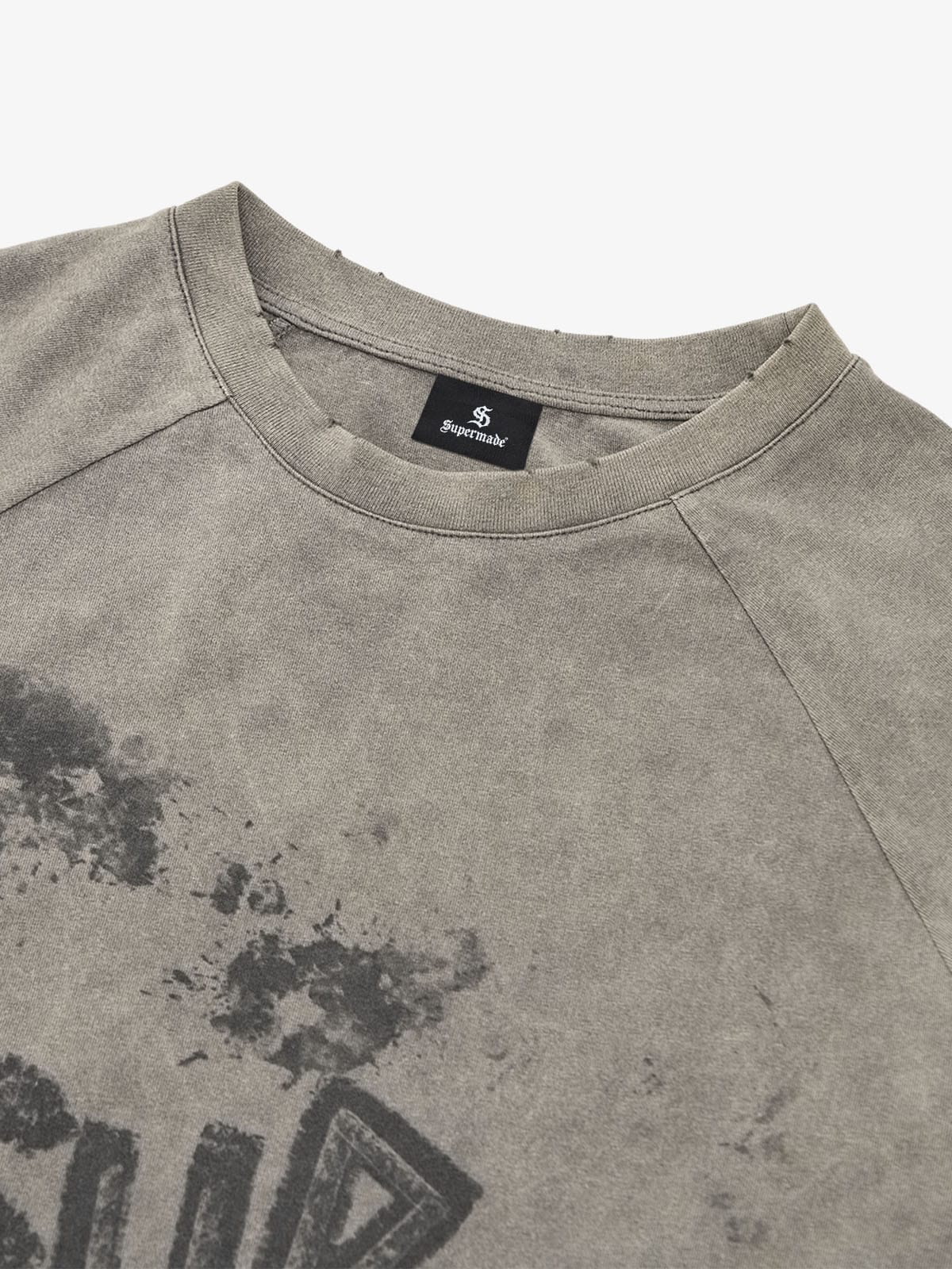 Washed Contrast Color Print Long Sleeve Cotton T-shirt - Image 10