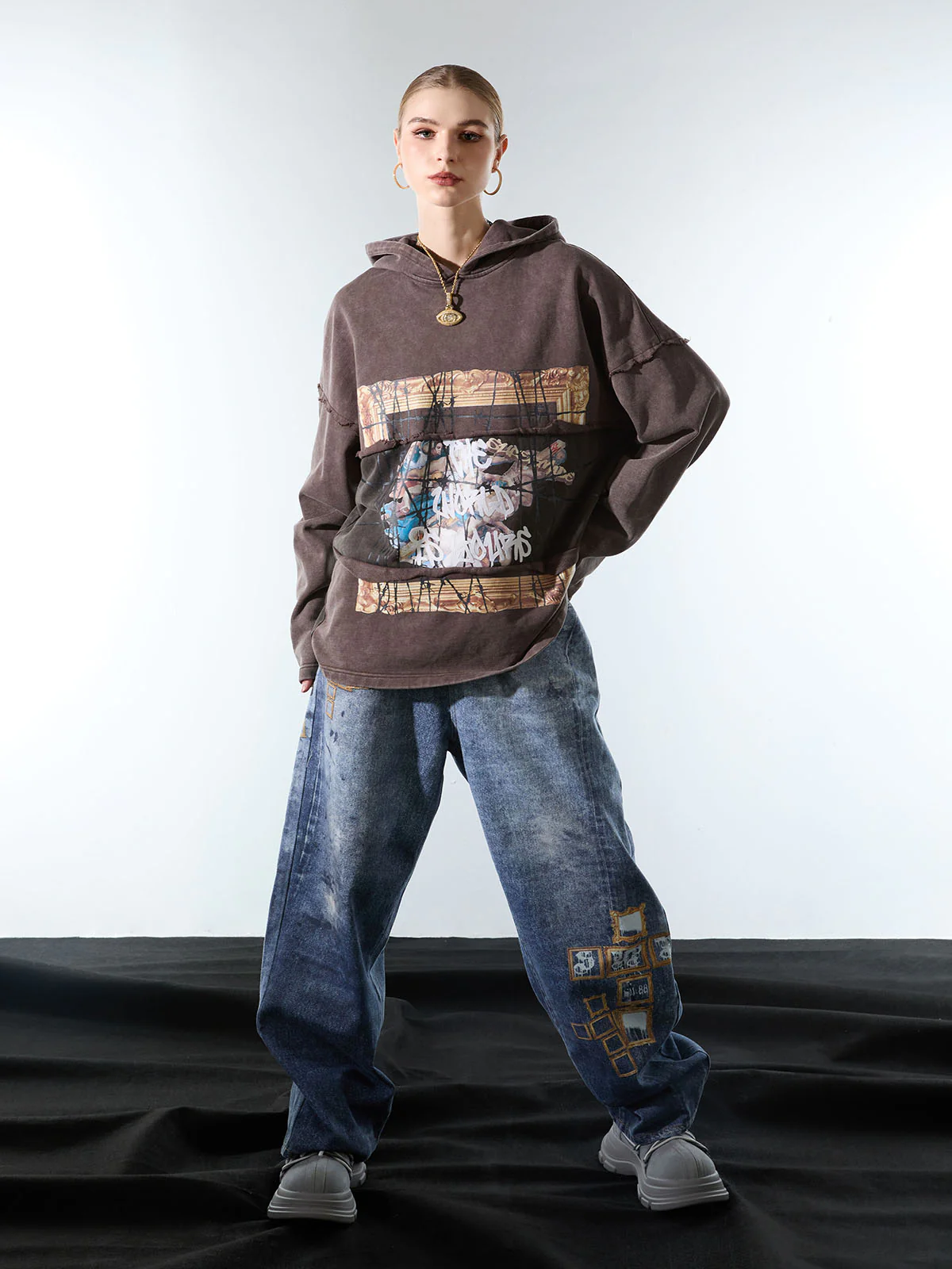 Distressed Thorn Destruction Painting Hooded Sweatshirt - Image 7