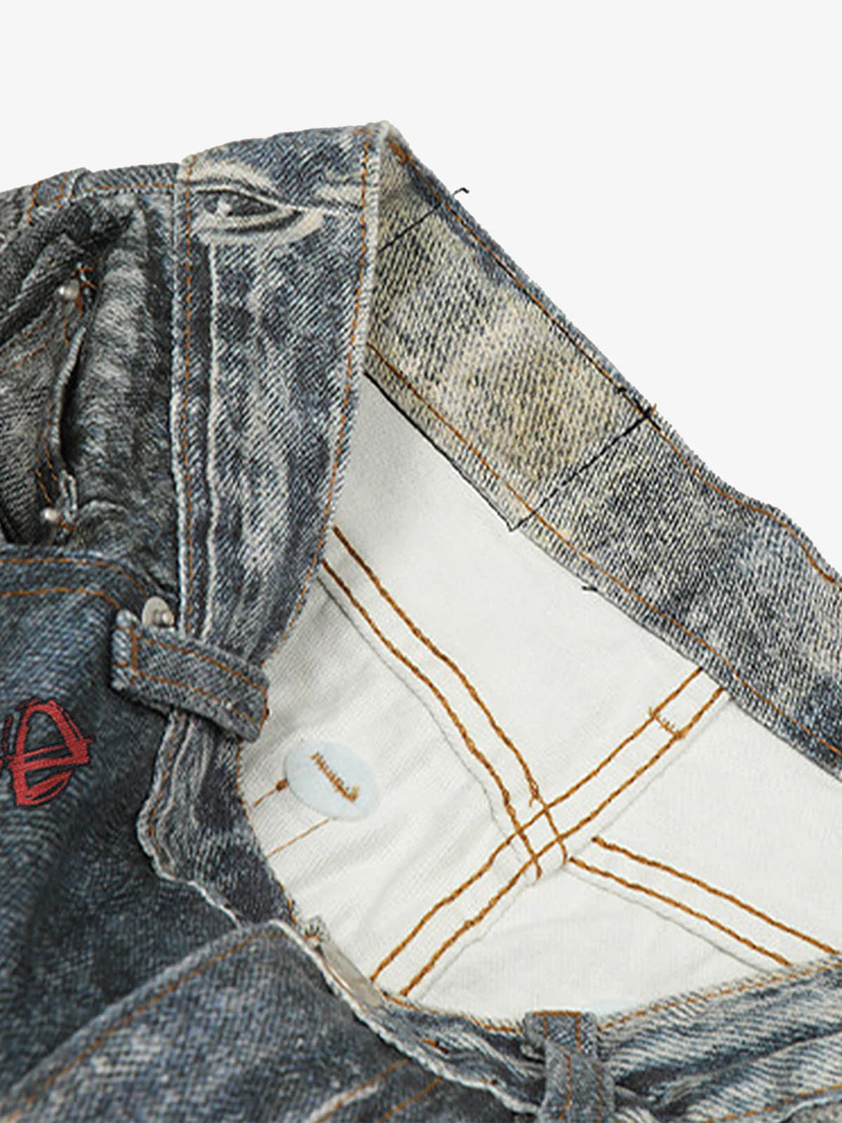 Distressed Washed Dirty Spray Straight Leg Jeans - Image 4