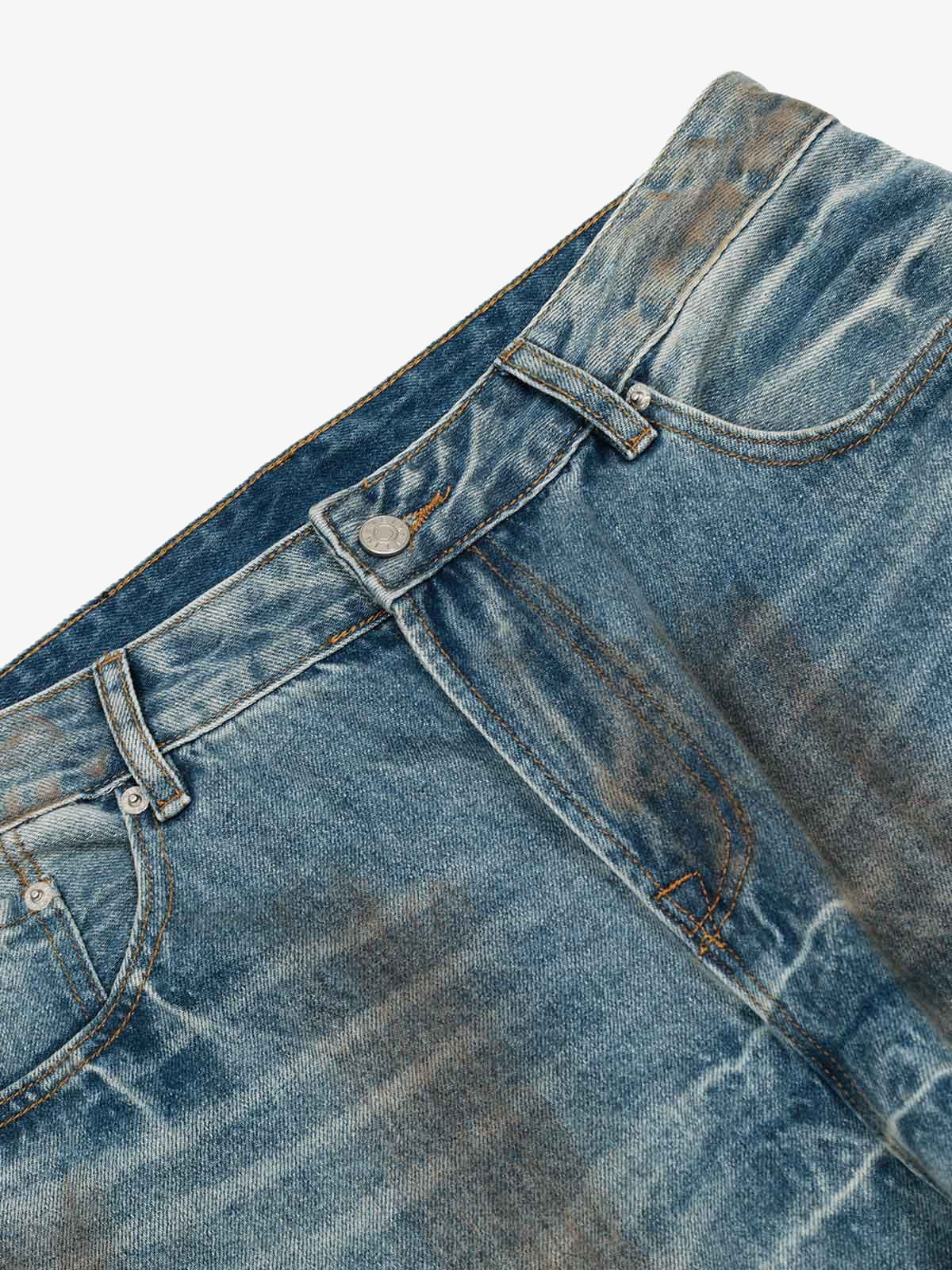 Washed Distressed Ripped Barrel Jeans - 2445 - Image 9