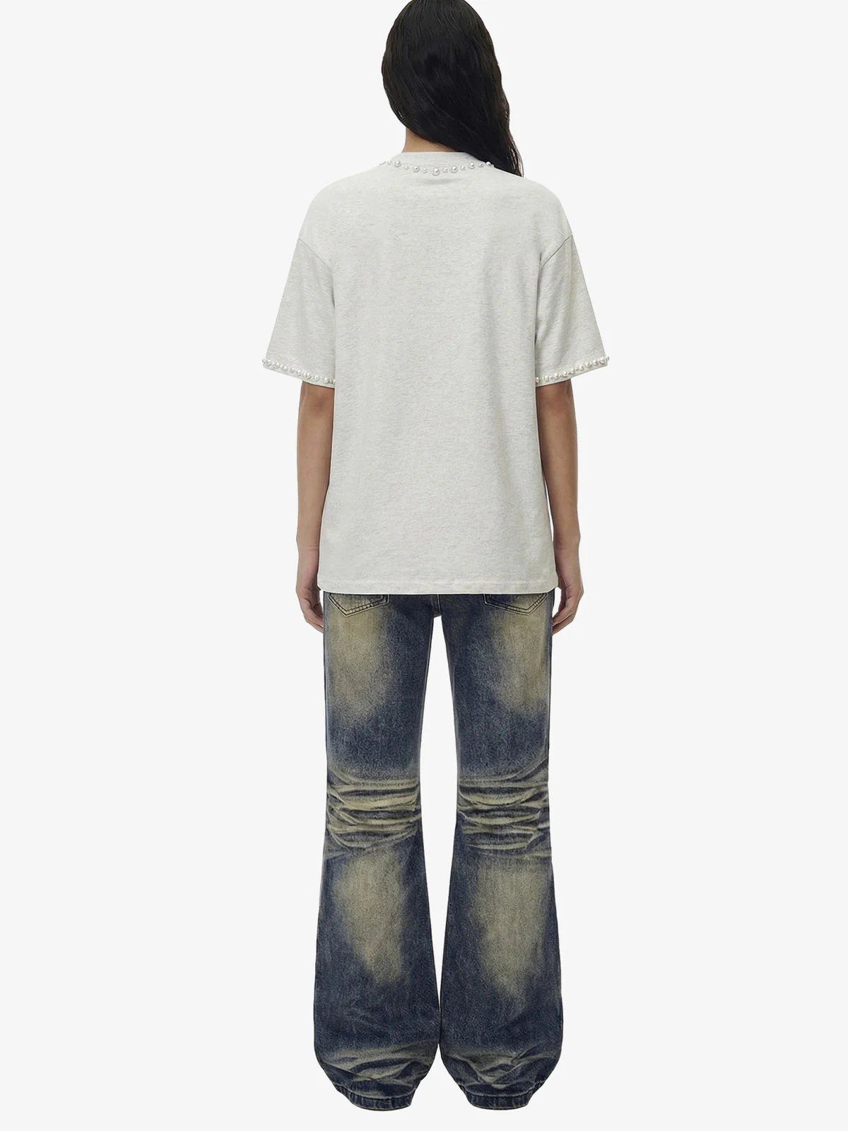 Elegant Pearl-Embellished Oversized T-Shirt - Image 5