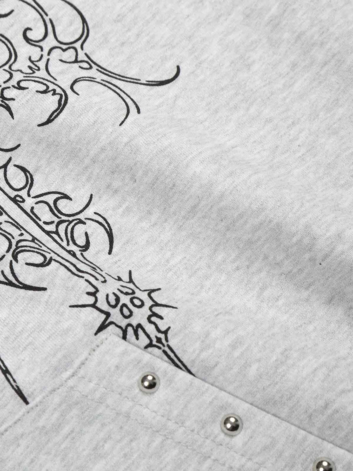 Embroidered Graphic Studded Hoodie and Wide Leg Sweatpants Set - Image 16