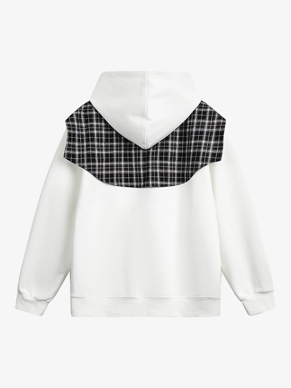 Fake Two-Piece Plaid Shirt Scarf Design Hoodie - Image 10