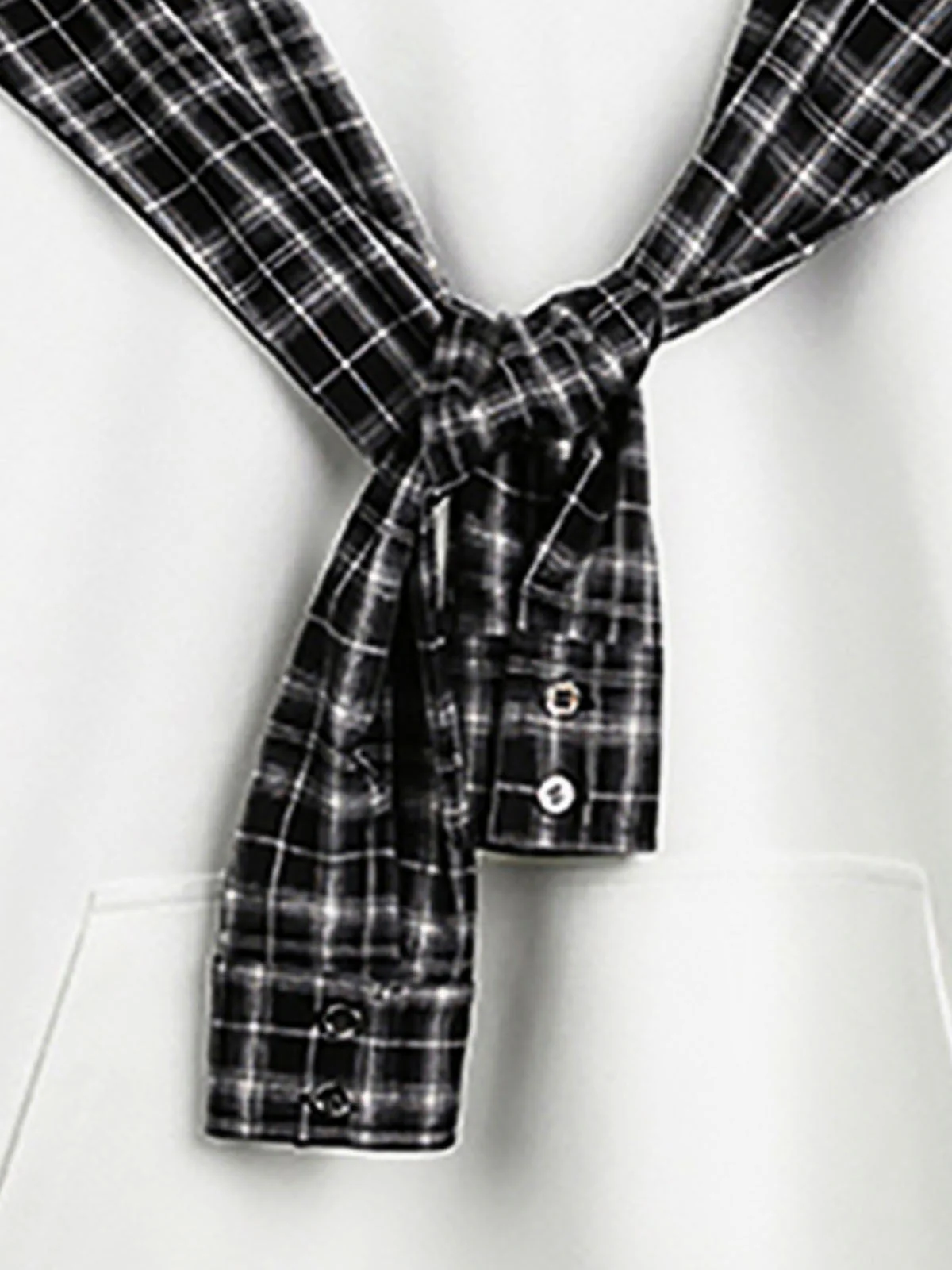 Fake Two-Piece Plaid Shirt Scarf Design Hoodie - Image 17