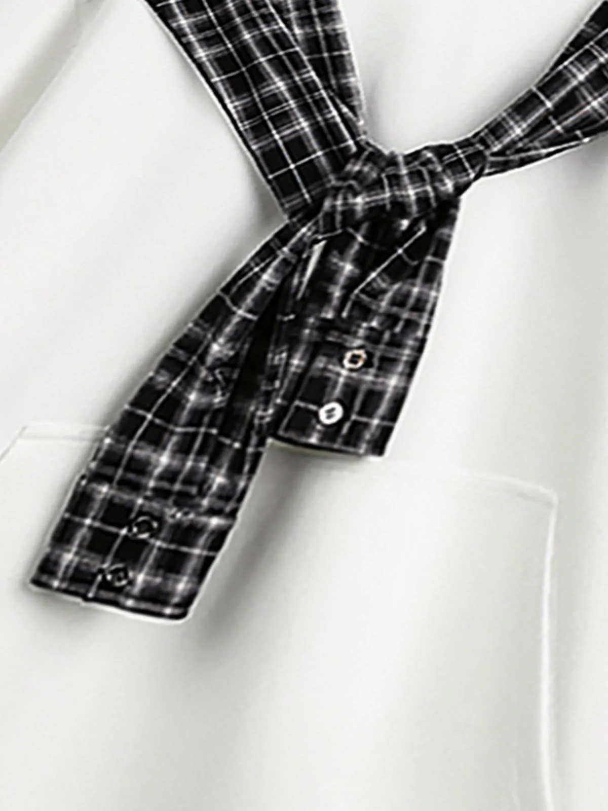 Fake Two-Piece Plaid Shirt Scarf Design Hoodie - Image 19