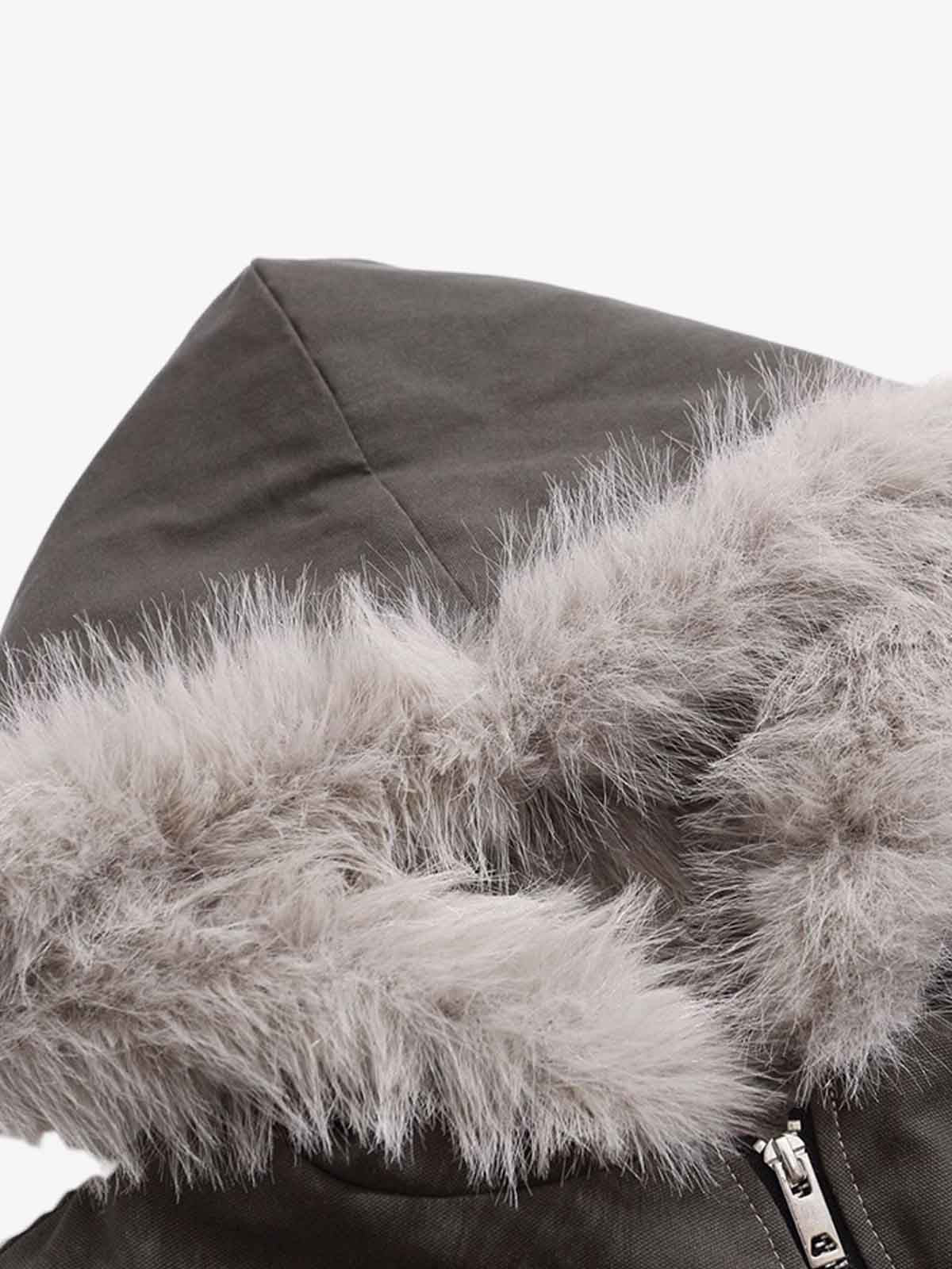 Faux Fur Hooded Padded Bomber Jacket - Image 11