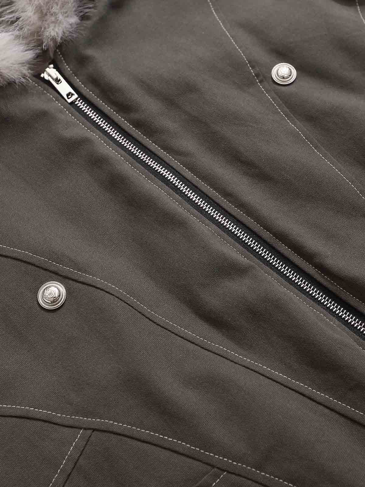 Faux Fur Hooded Padded Bomber Jacket - Image 15