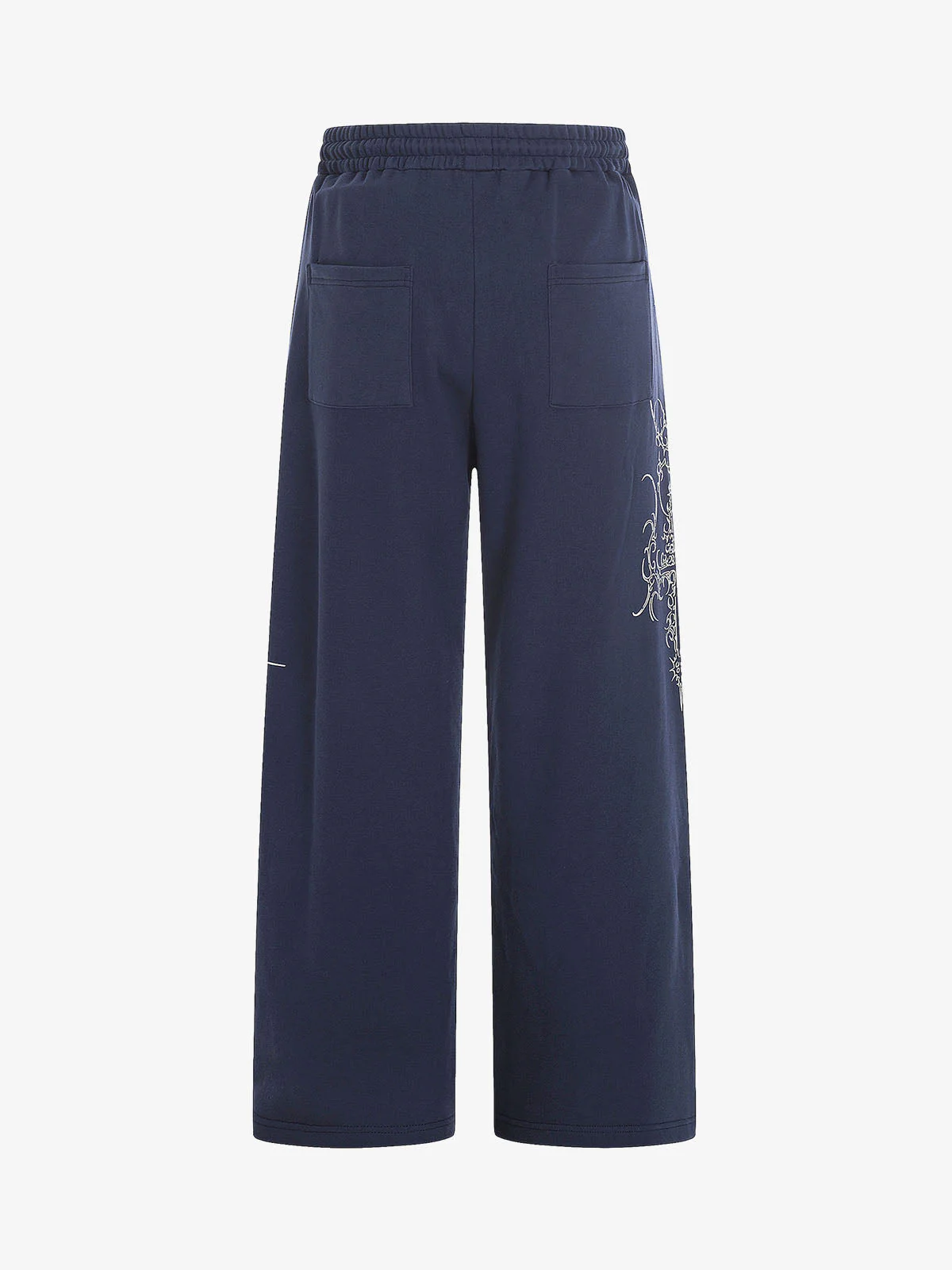 Floral Line Art Studded Wide Leg Drawstring Sweatpants - Image 3
