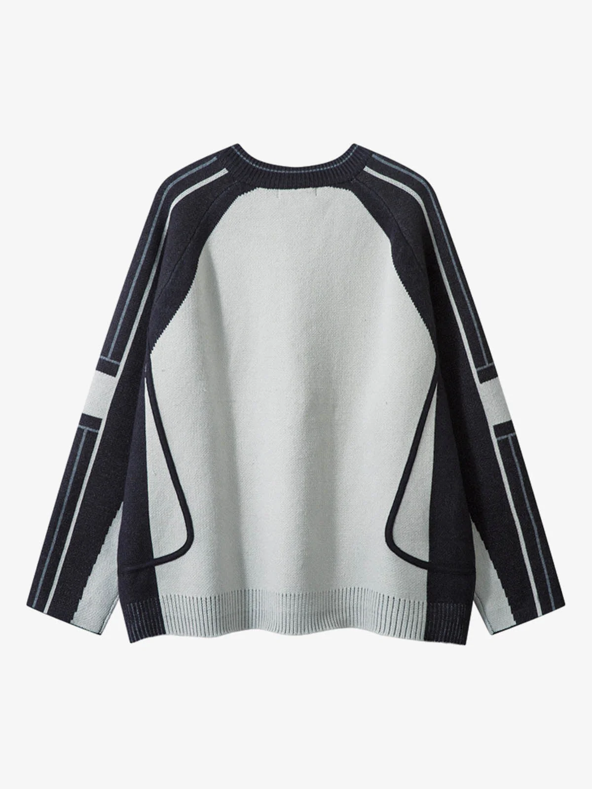 High Street Geometric Deconstruction Splicing Cardigan Sweater - Image 7
