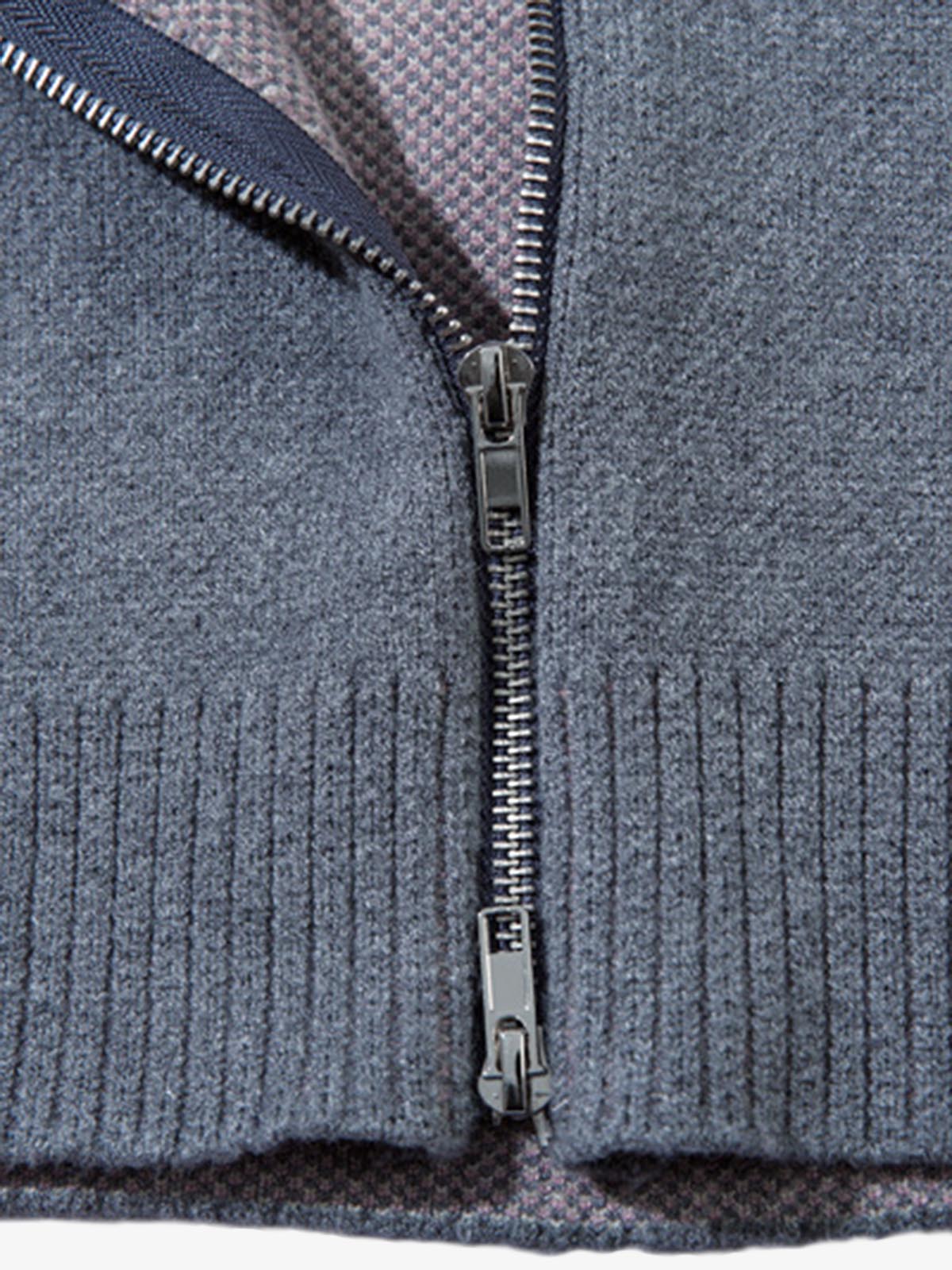 High Street Geometric Deconstruction Splicing Cardigan Sweater - Image 9