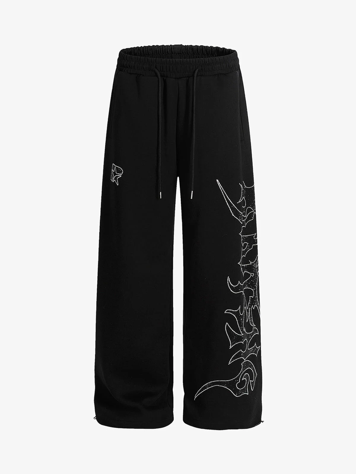 High Street Rhinestone Hip-hop Wide-leg Sweatpants - Image 8