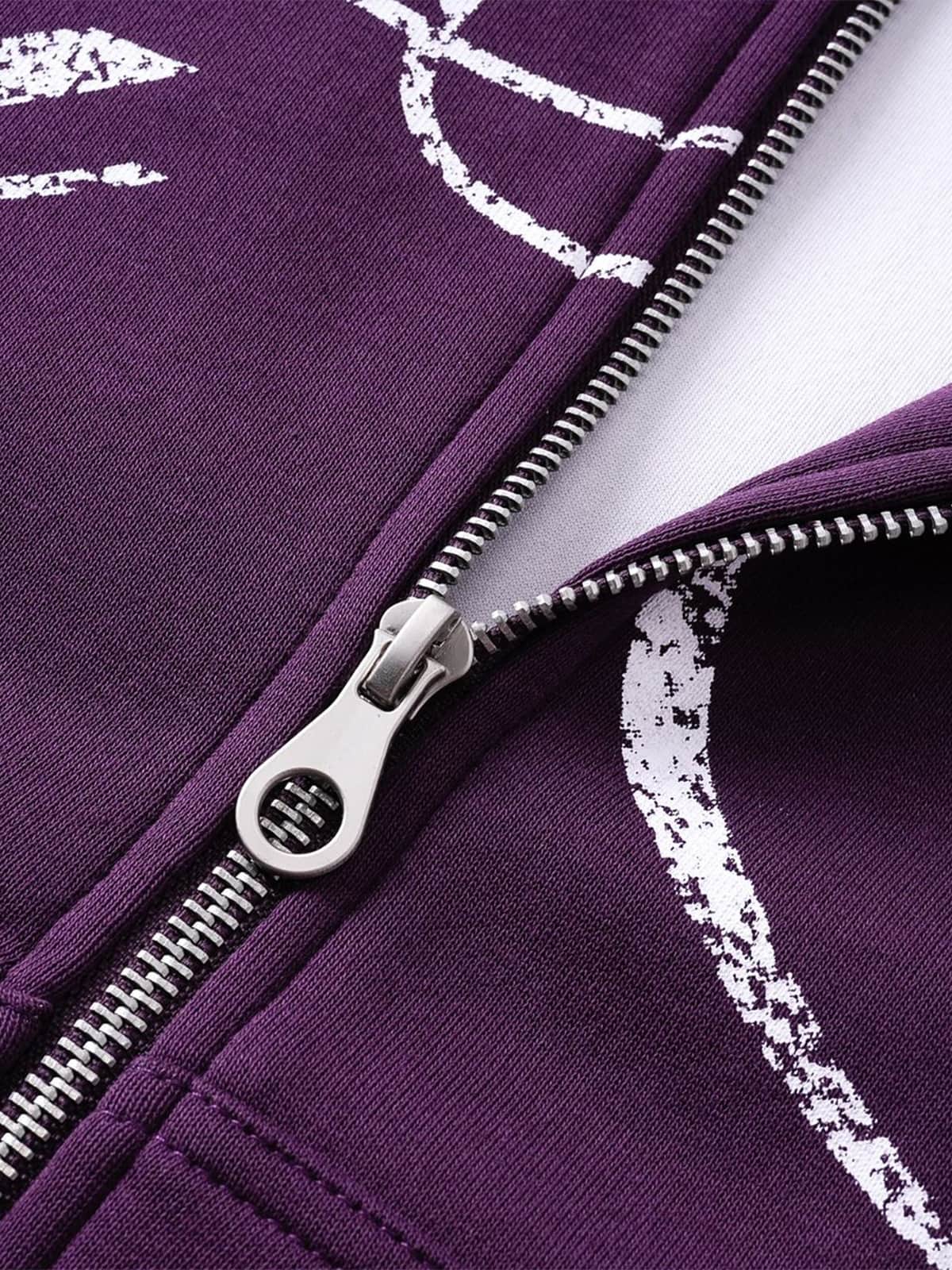 High Street Script Letter Print Zip-up Hoodie Jacket - Image 14