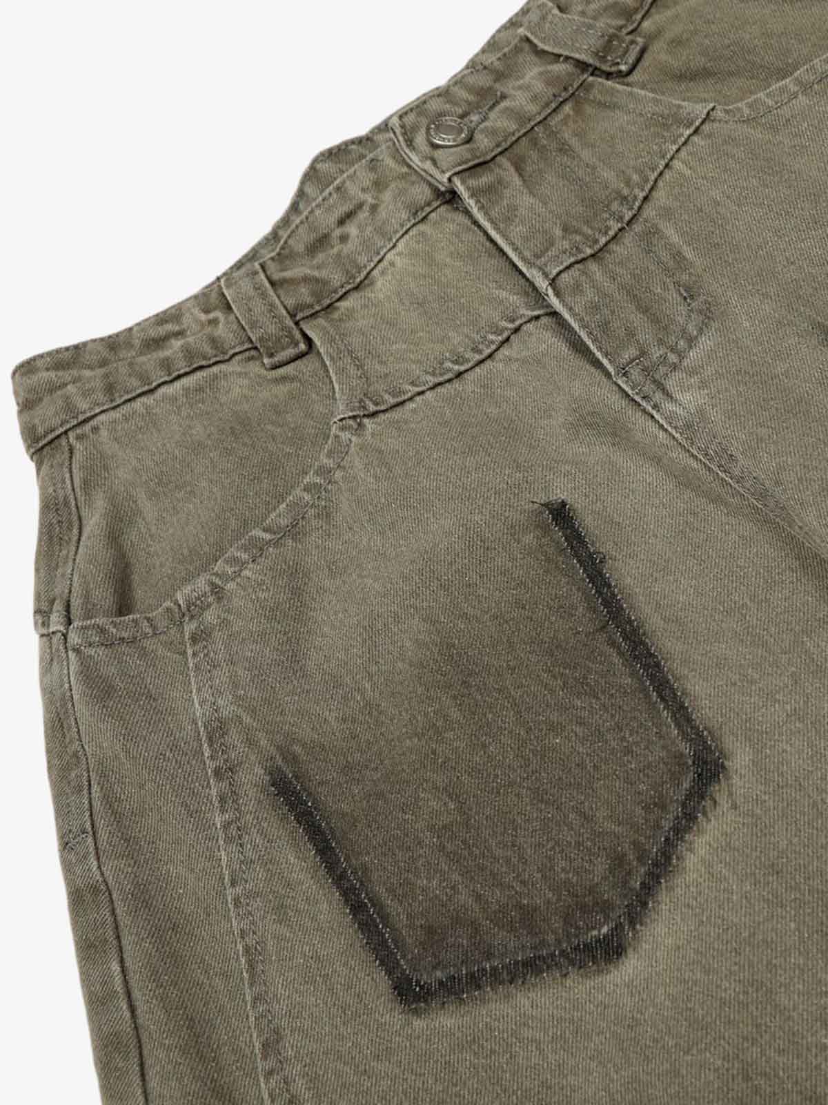 High Waist Pleated Barrel Leg Washed Pants - Image 6