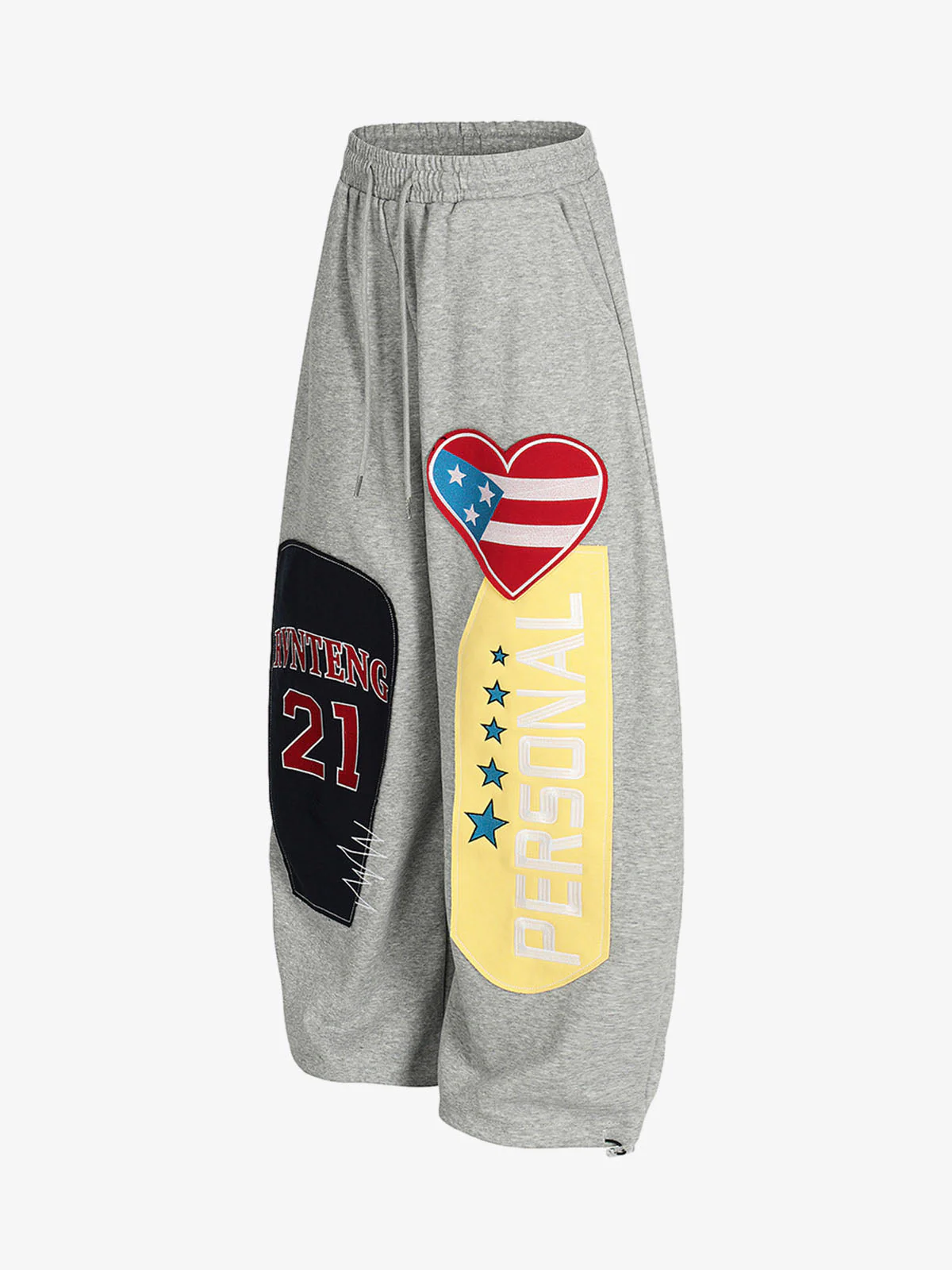 Hip-Hop Patch Embroidered Wide-Leg Sweatpants - Image 6
