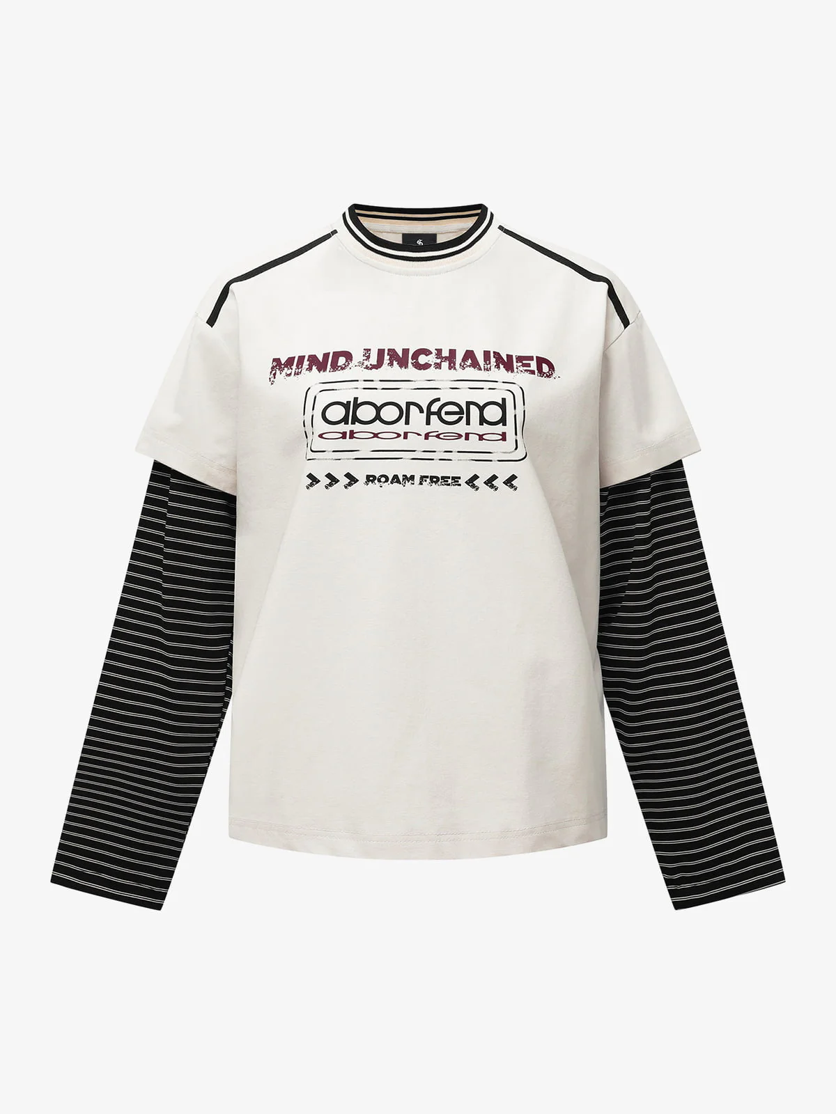 Hip-Hop Striped Fake Two-Piece Jersey Long-Sleeved T-Shirt