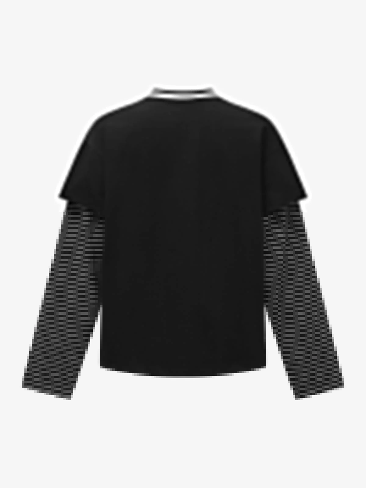 Hip-Hop Striped Fake Two-Piece Jersey Long-Sleeved T-Shirt - Image 10