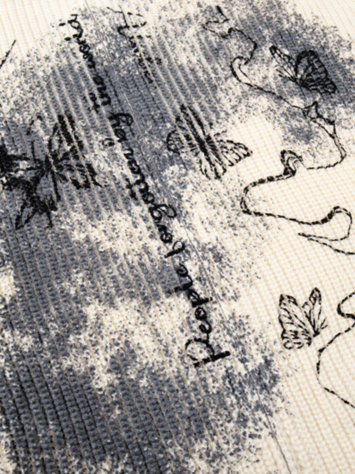 Ink-Splashed Butterfly Jacquard Zip Knit Sweater - Image 14