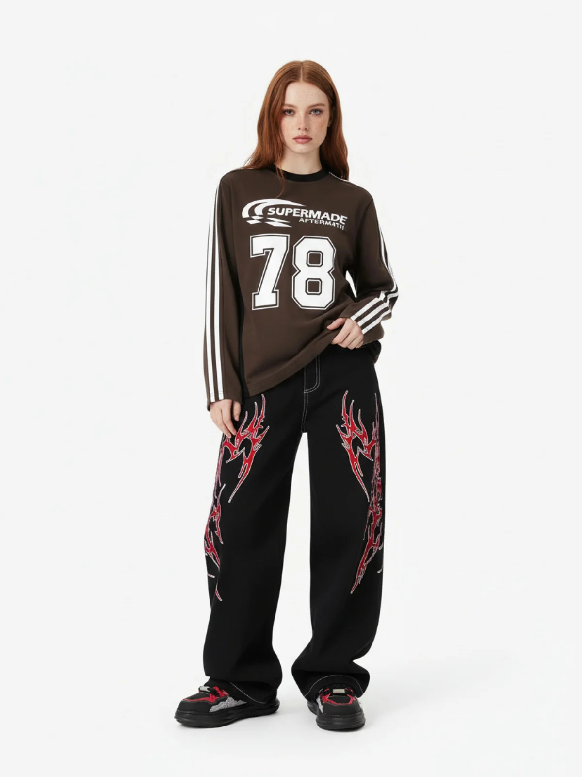 Jersey Digital Print Colorblock Long-Sleeved T-Shirt - Image 6