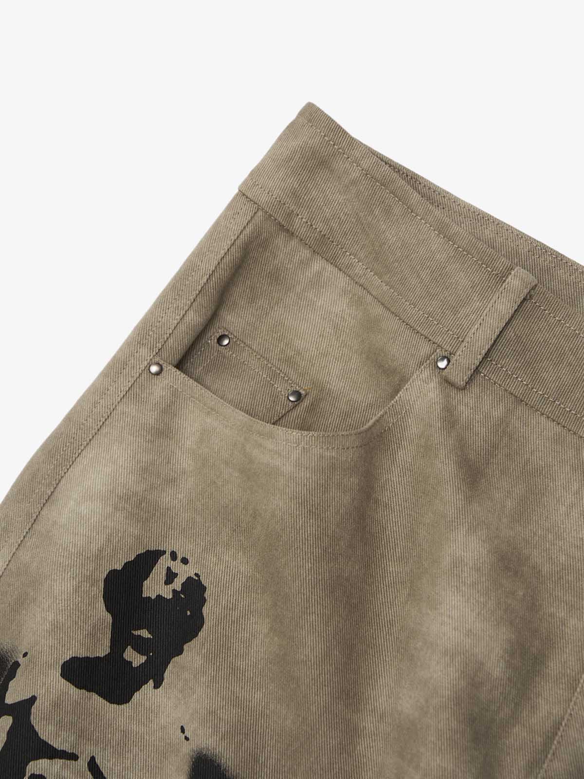Original Large Cross Angel Print Distressed Jeans - Image 7