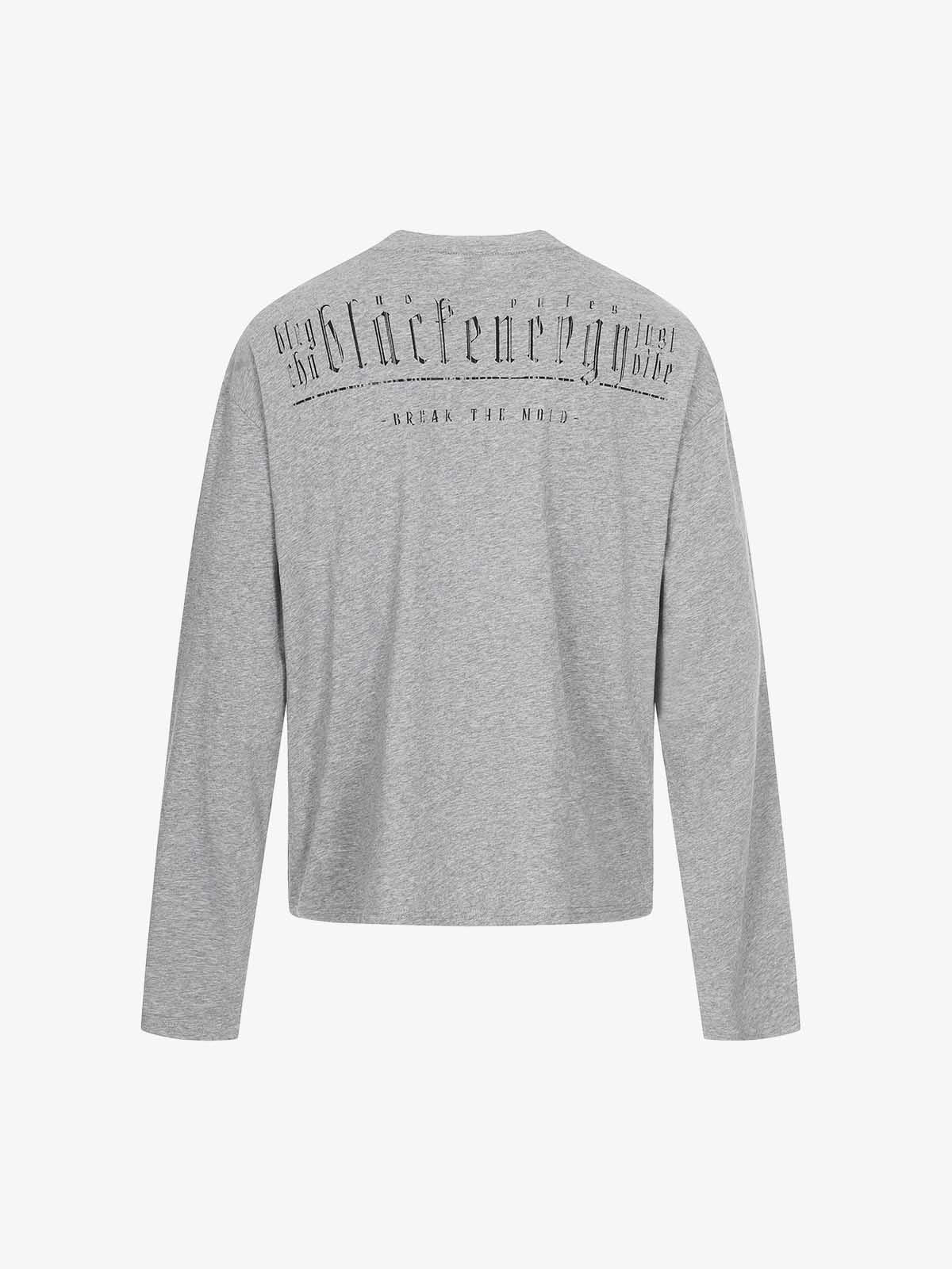 Layered Neck Button Detail Long Sleeve T-Shirt - Image 4