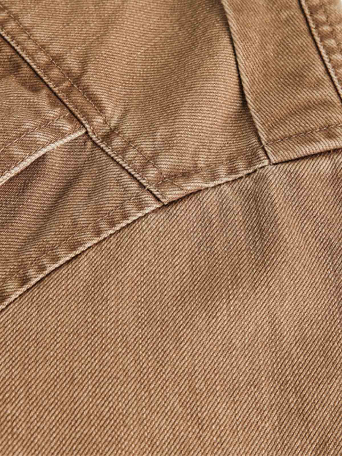 Leather Contrast Fold-Over Collar Multi Pocket Jacket - Image 8