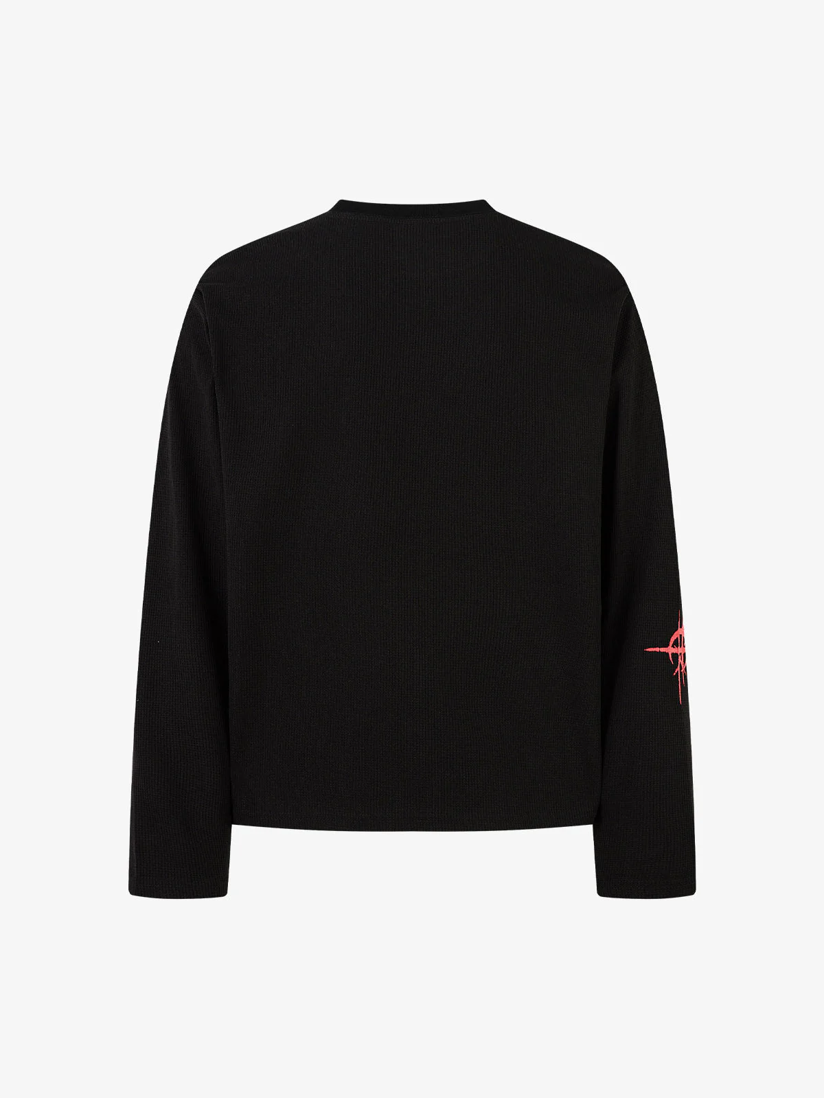 Letter Print Waffle Cross Long-Sleeved T-Shirt - Image 6