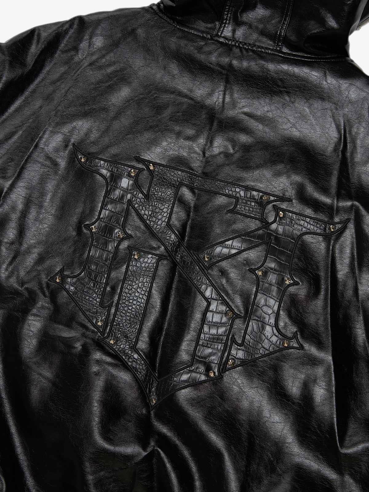 Multi-Zip Fur Hooded Leather Jacket - Image 11