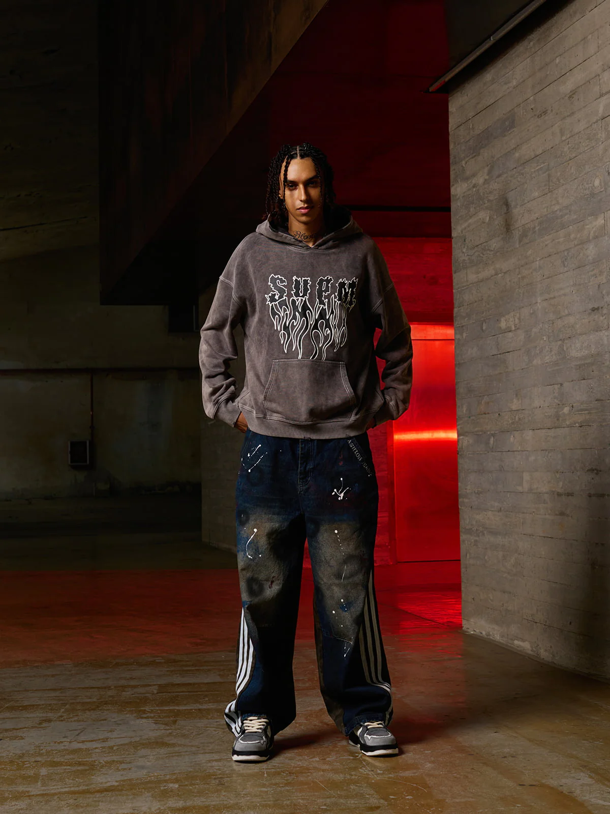Original Distressed SPMD Graphic Cotton Hoodie - Image 3
