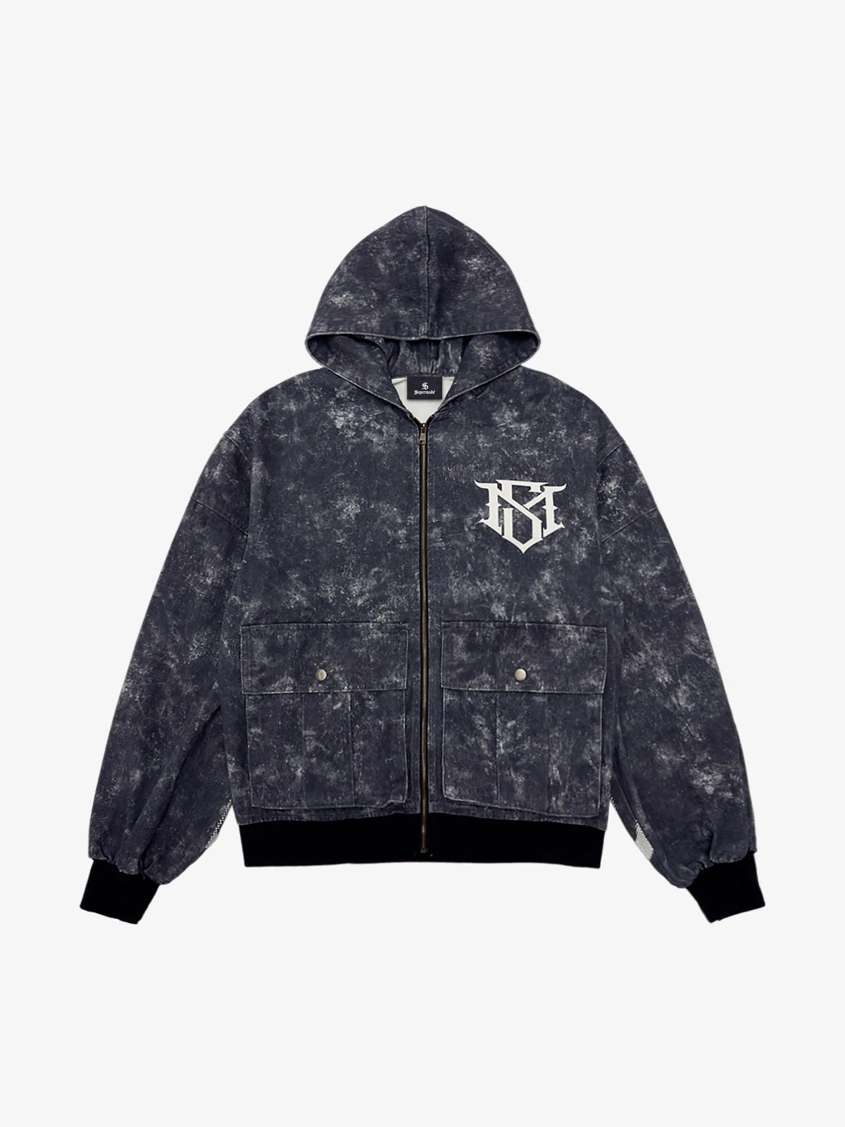 Original Oversized Denim Hoodie And Shorts Set - Image 19